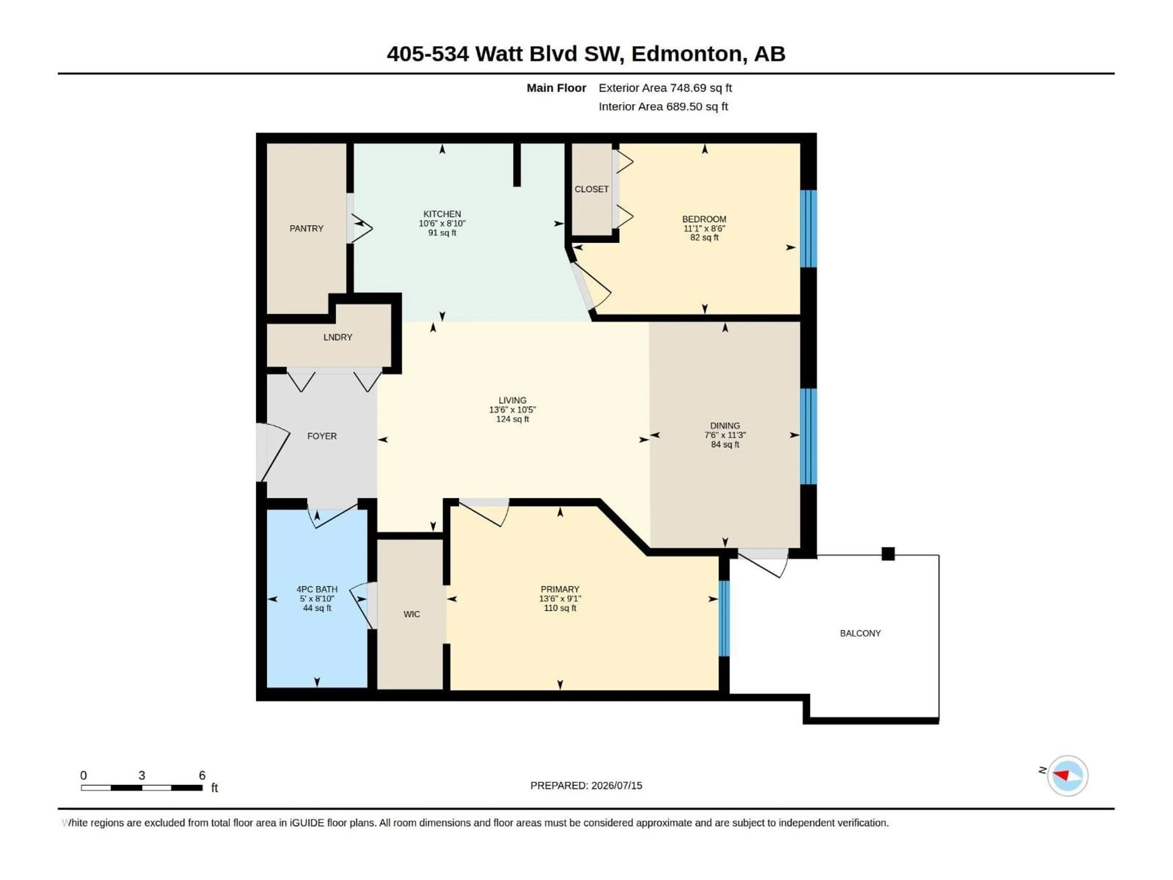 Floor plan for #405 - 534 WATT BV, Edmonton Alberta T6X1P7