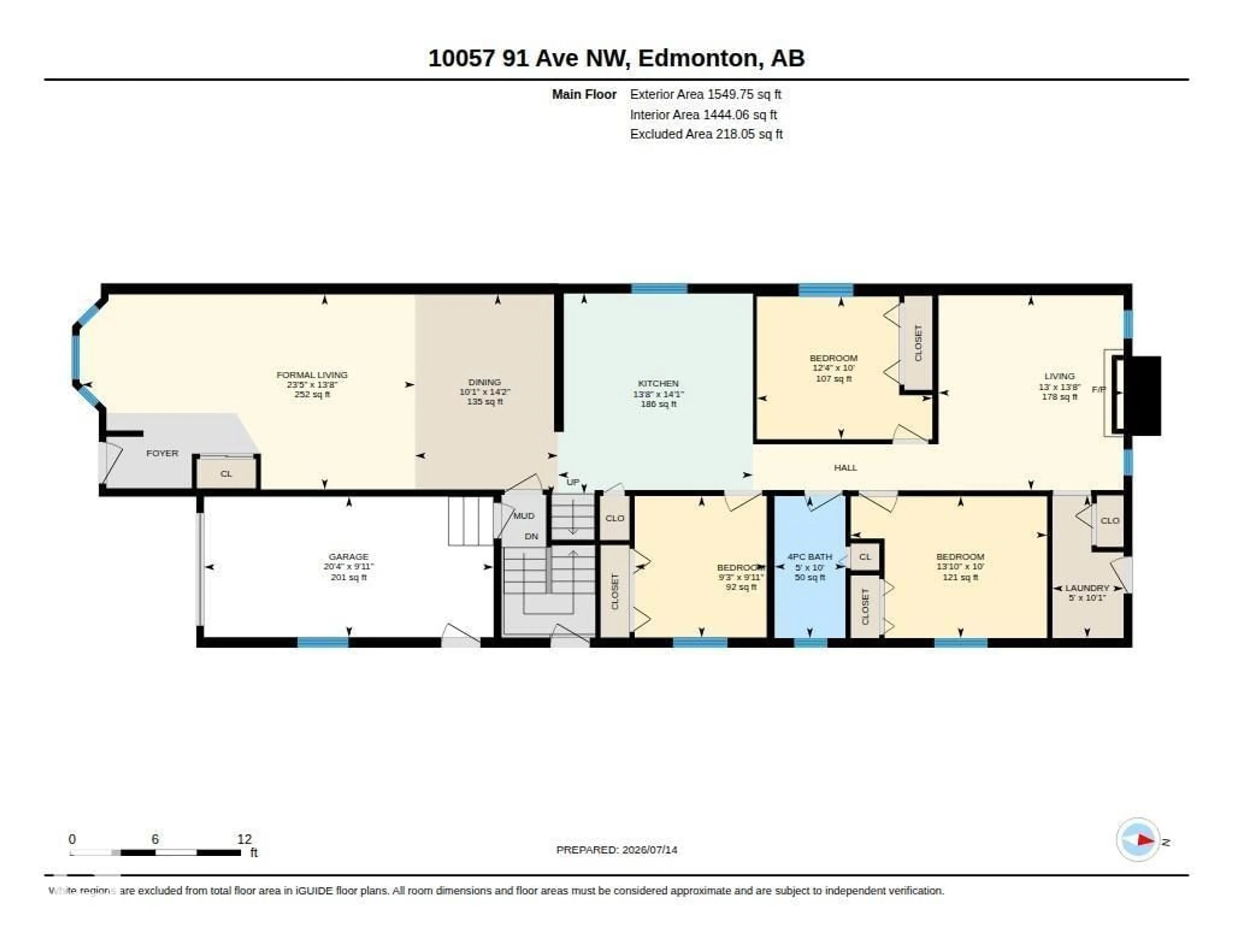 Floor plan for 10057 91 AV, Edmonton Alberta T6E2T9
