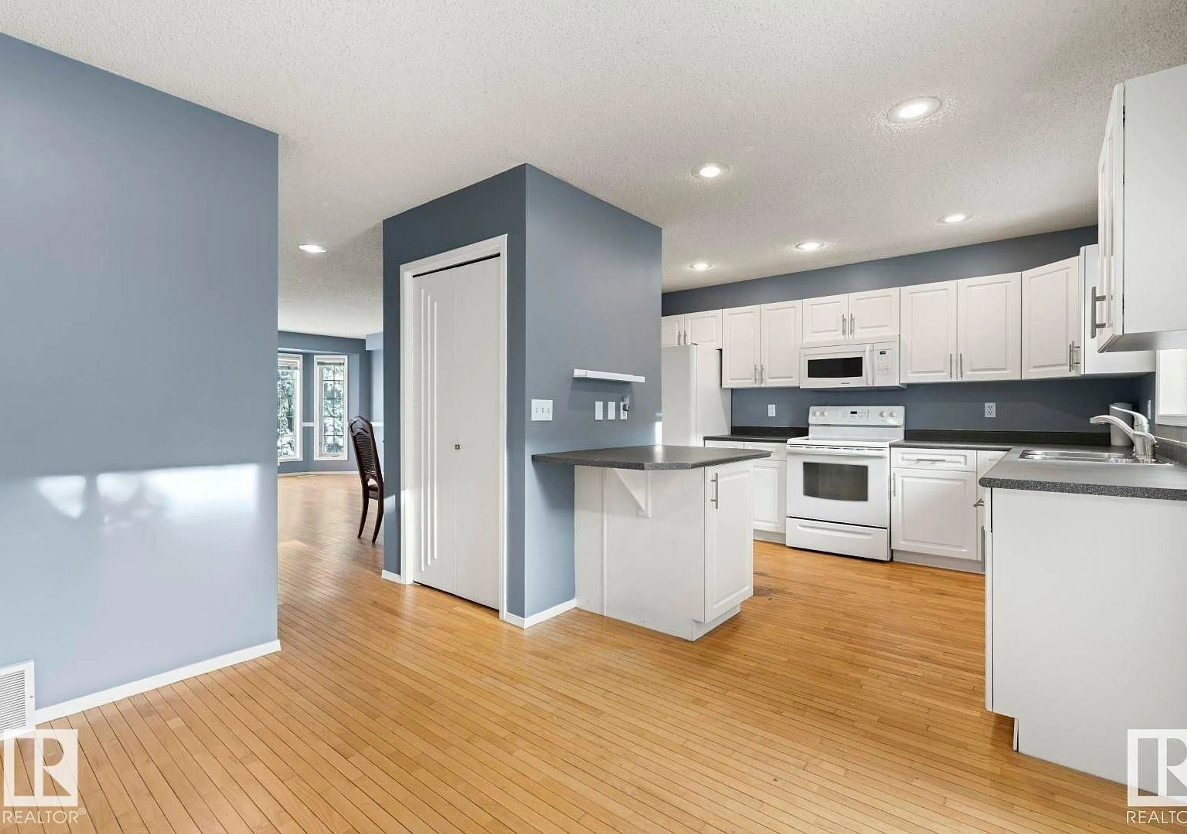 Open concept kitchen, wood/laminate floor for 1638 JAMHA RD, Edmonton Alberta T6L6V7