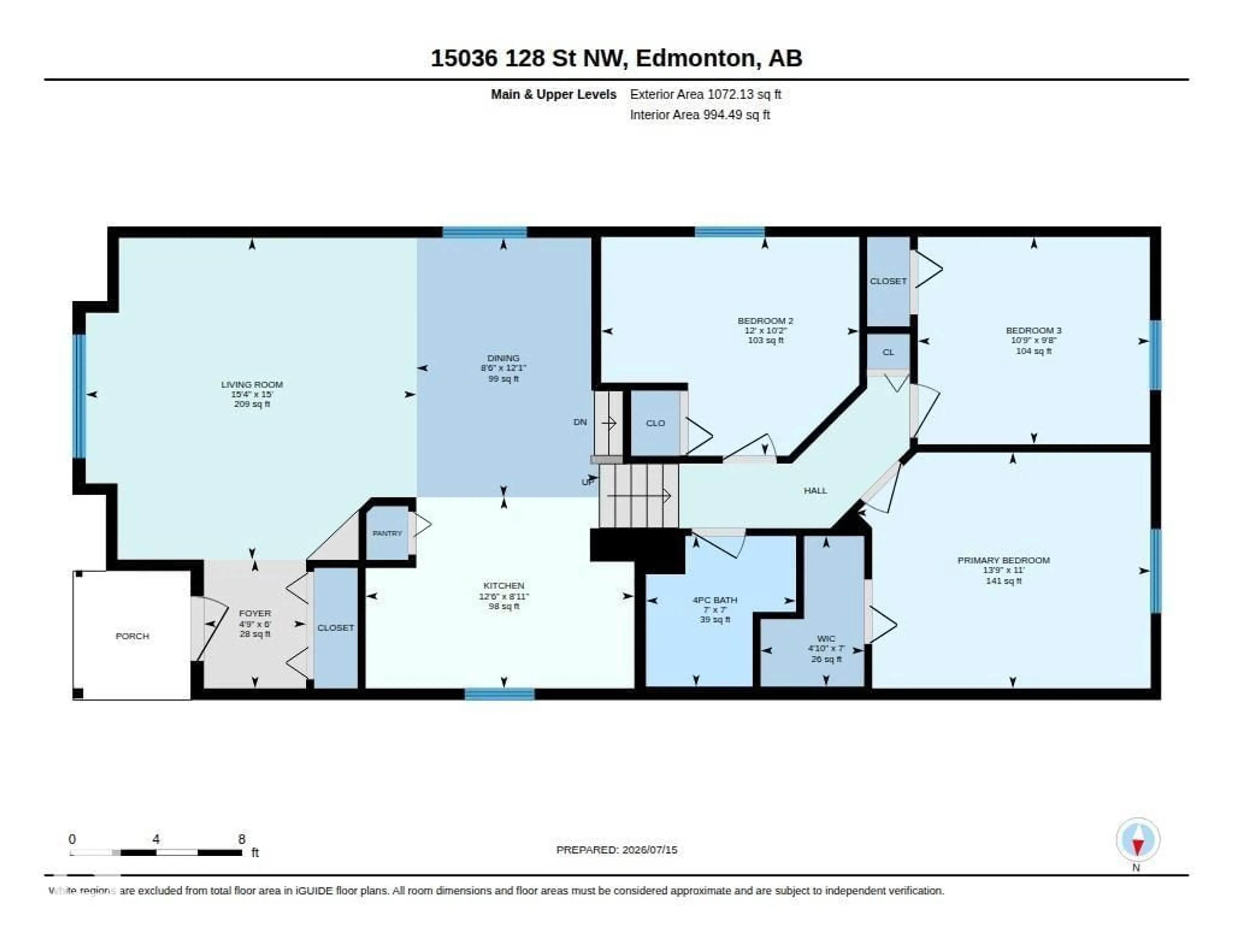 Floor plan for 15036 128 ST NW, Edmonton Alberta T6V1E8