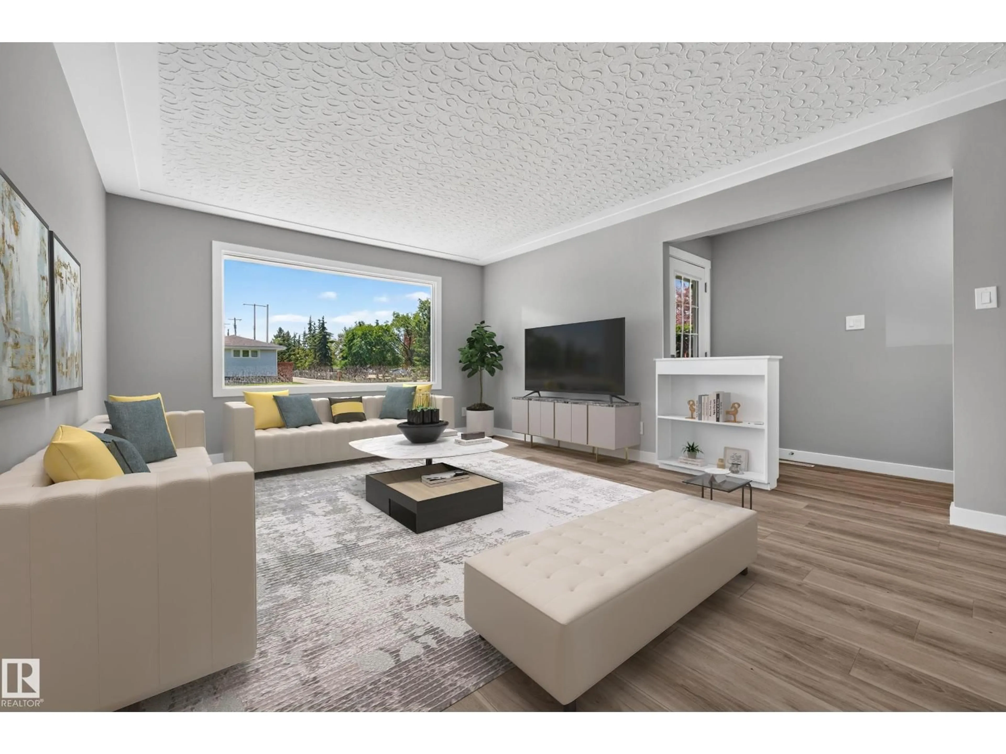 Living room with furniture, unknown for 6016 92 AV, Edmonton Alberta T6B0S4