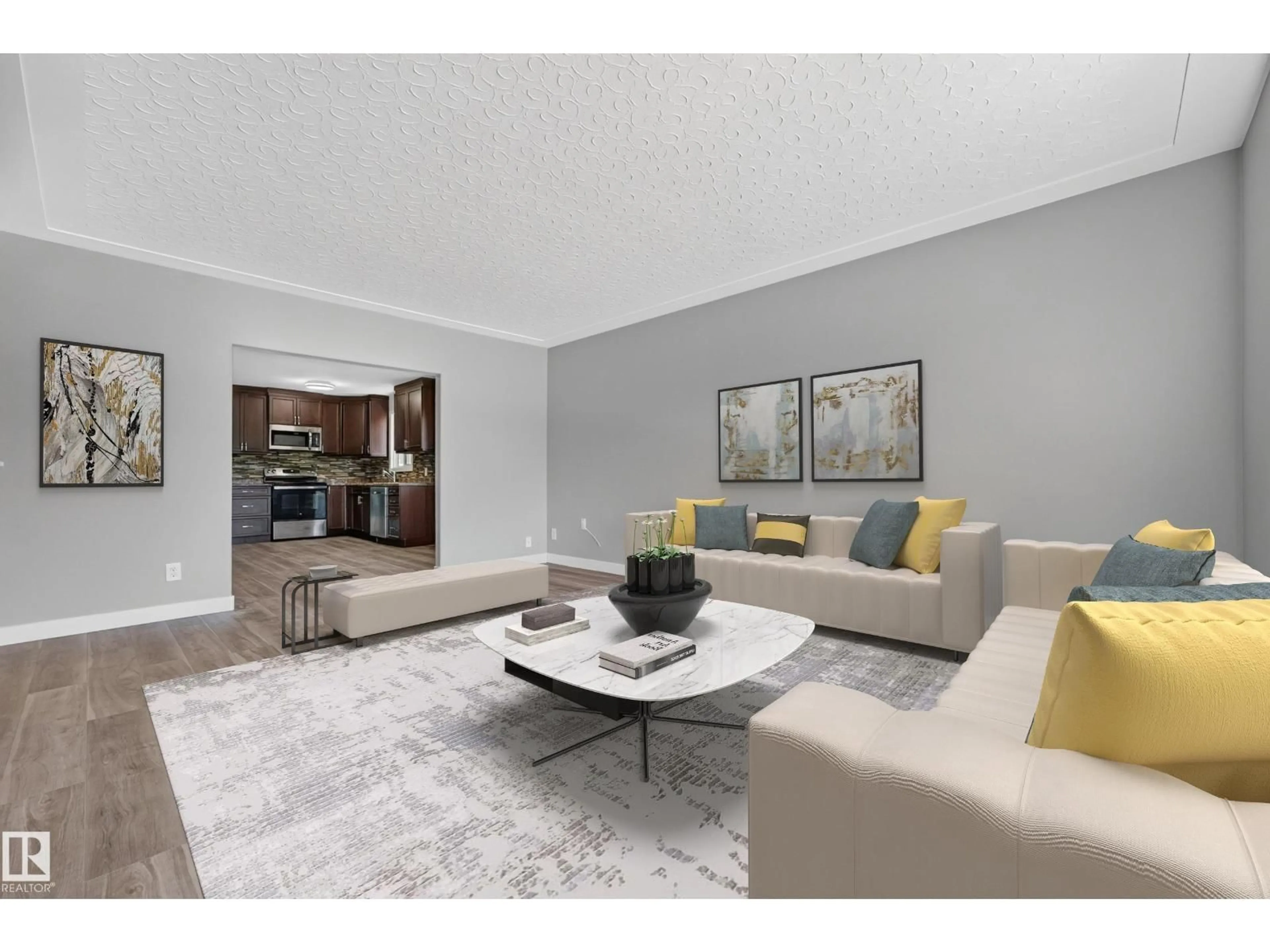 Living room with furniture, unknown for 6016 92 AV, Edmonton Alberta T6B0S4