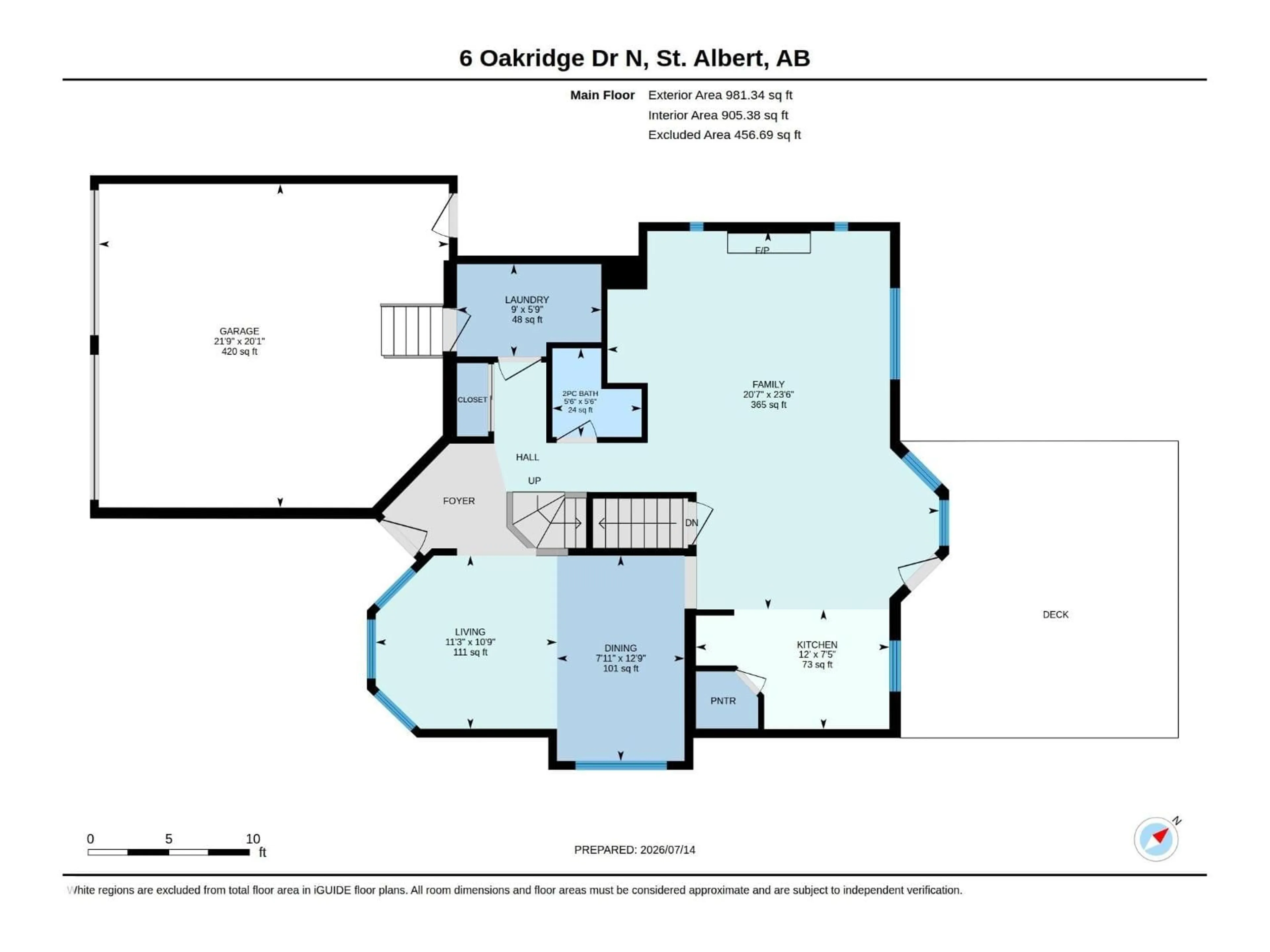 Floor plan for 6 OAKRIDGE DR, St. Albert Alberta T8N6E4
