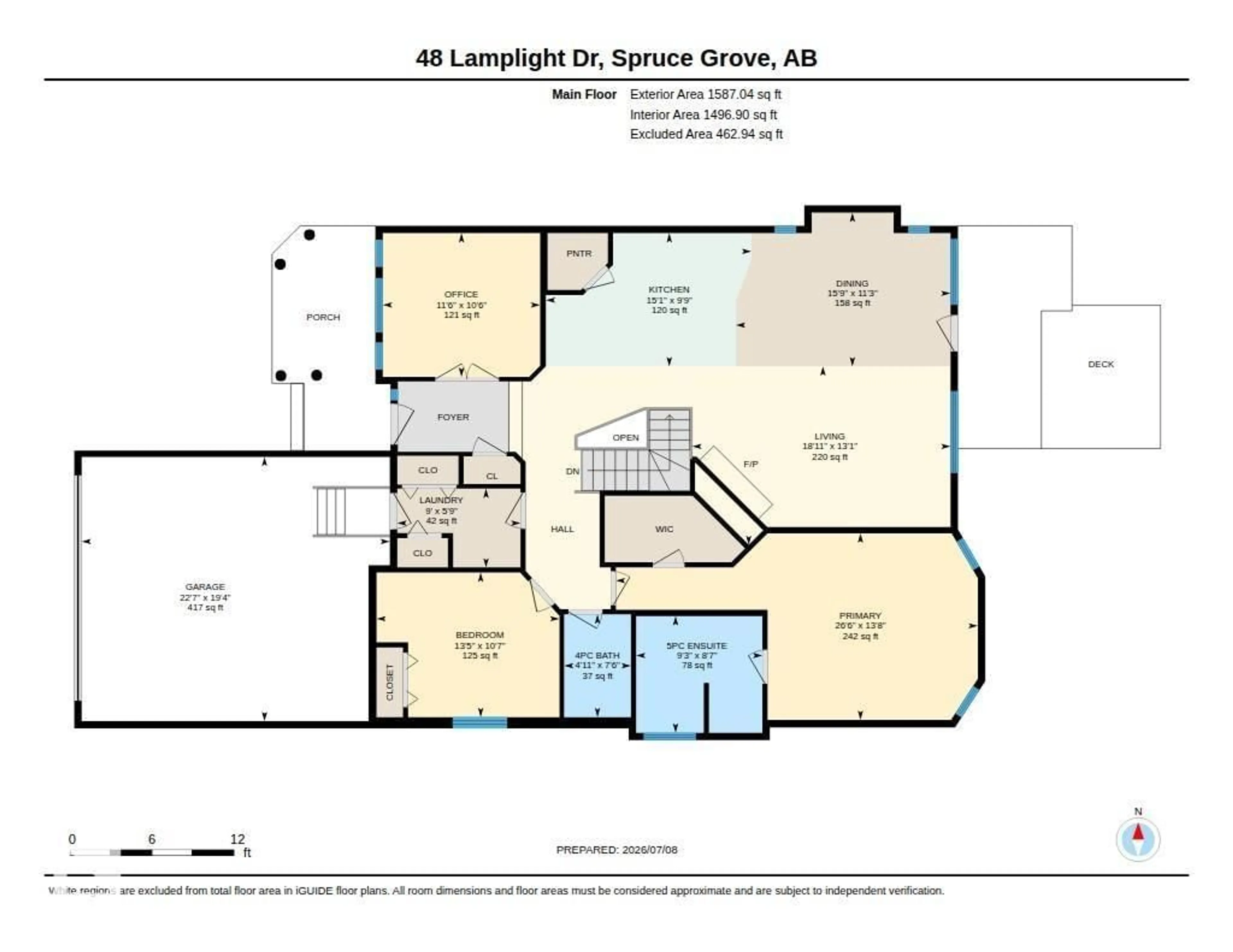 Floor plan for 48 LAMPLIGHT, Spruce Grove Alberta T7X0G8