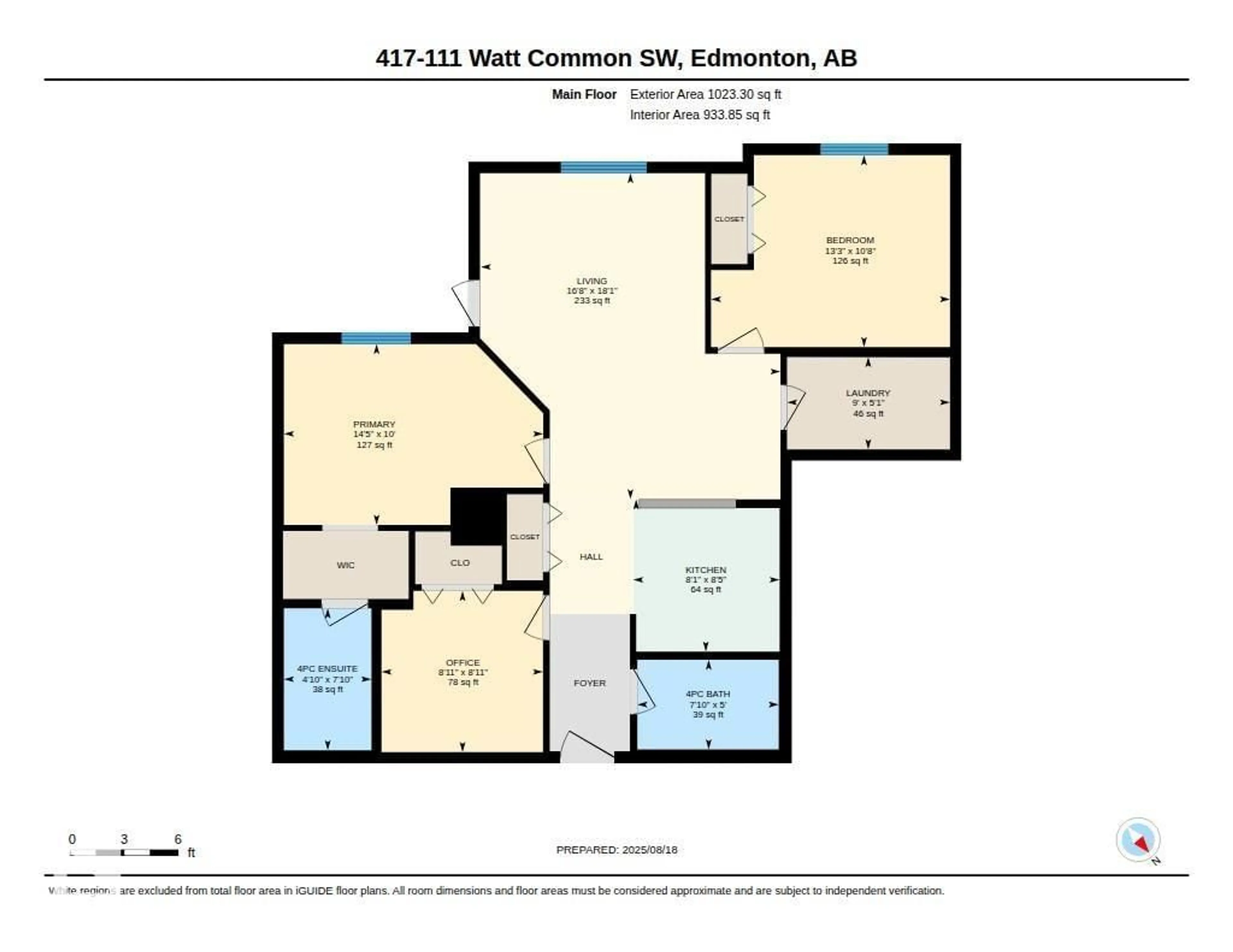 Floor plan for #417 - 111 WATT CM, Edmonton Alberta T6X2C6