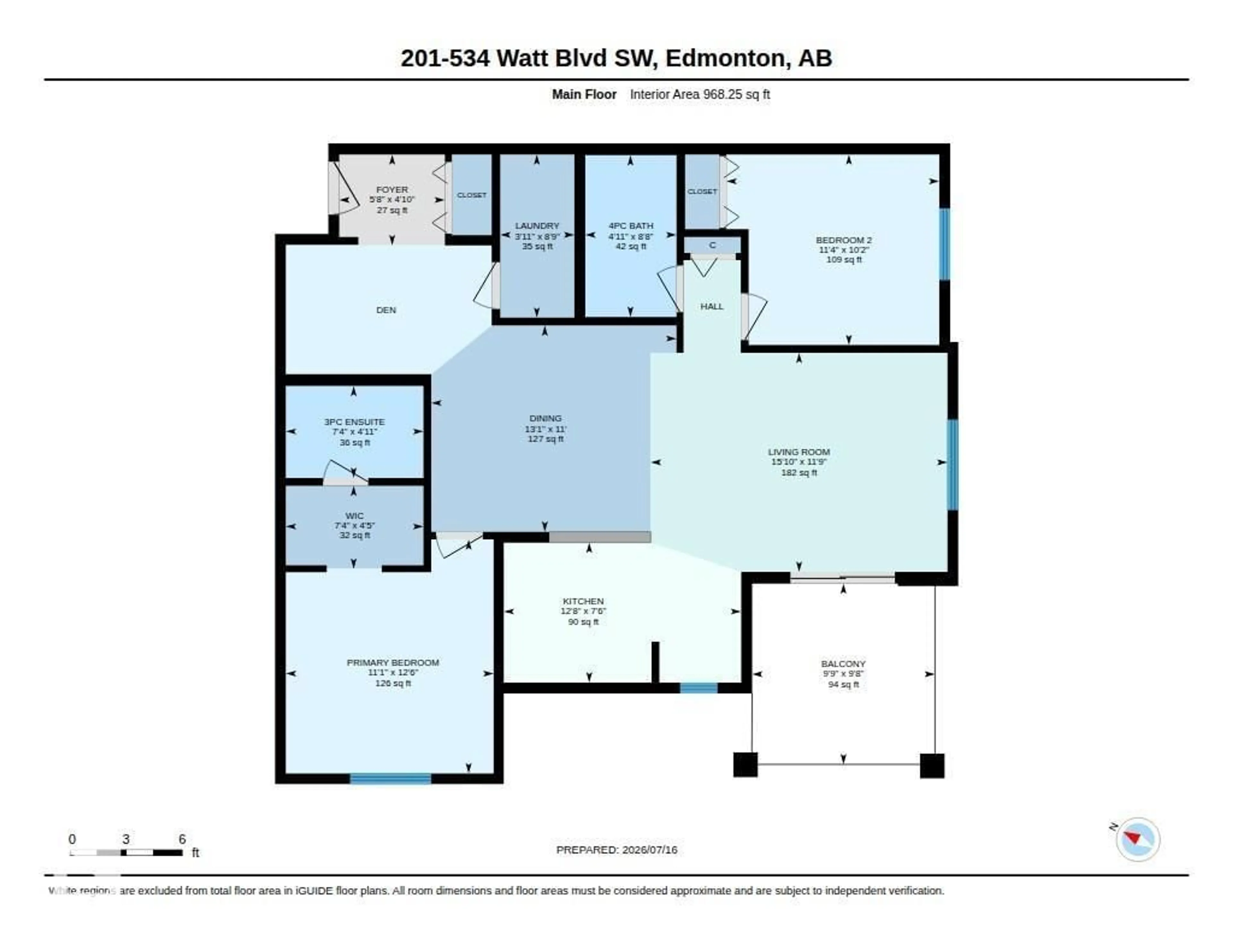 Floor plan for 201 - 534 WATT BV, Edmonton Alberta T6X1P7