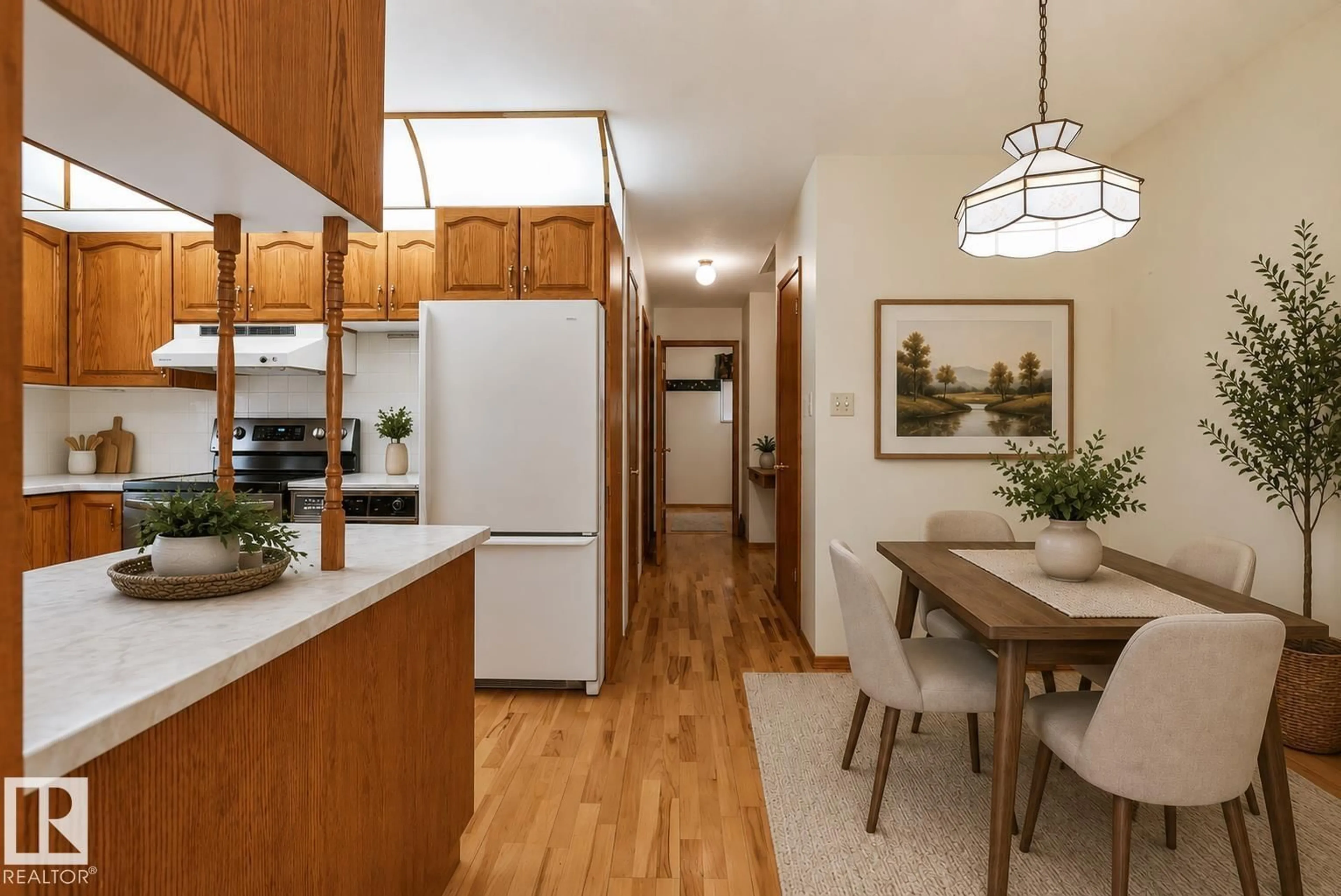 Open concept kitchen, wood/laminate floor for 6 MERRYVALE CR, Sherwood Park Alberta T8A0N3