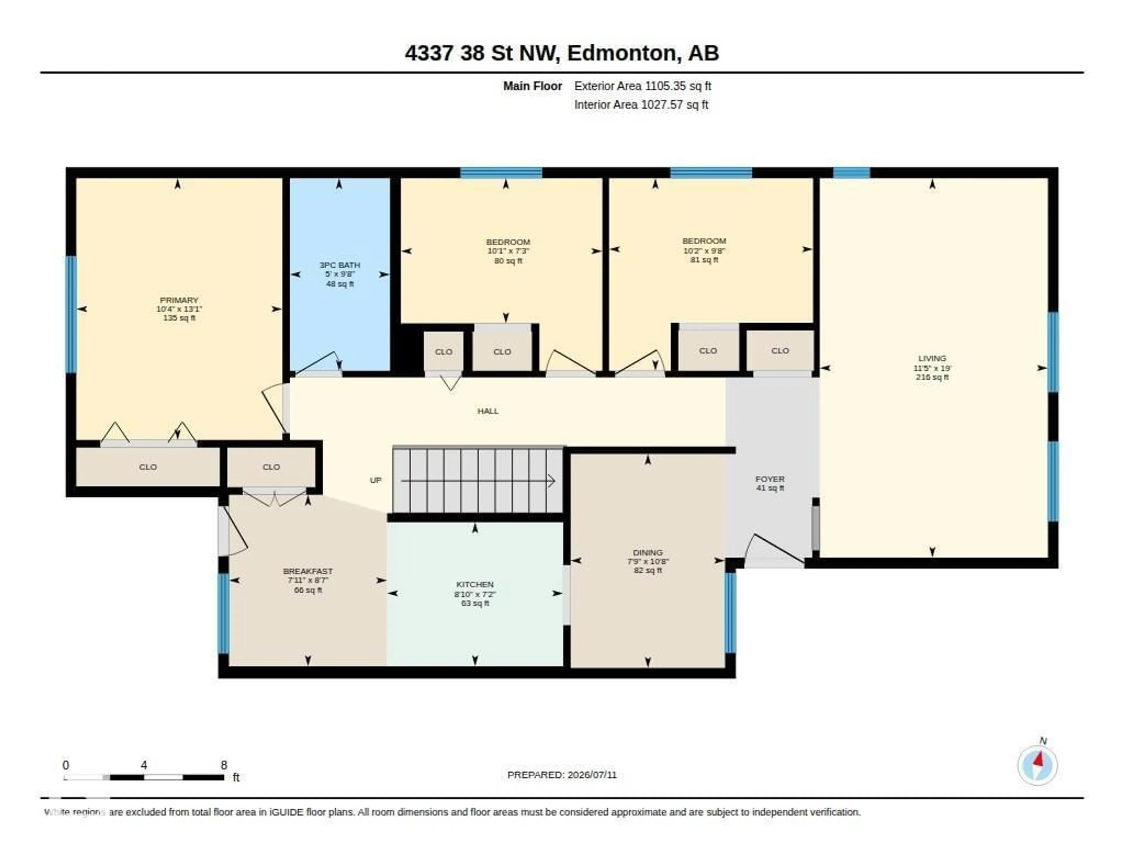Floor plan for NW - 4337 38 ST, Edmonton Alberta T6L5A6