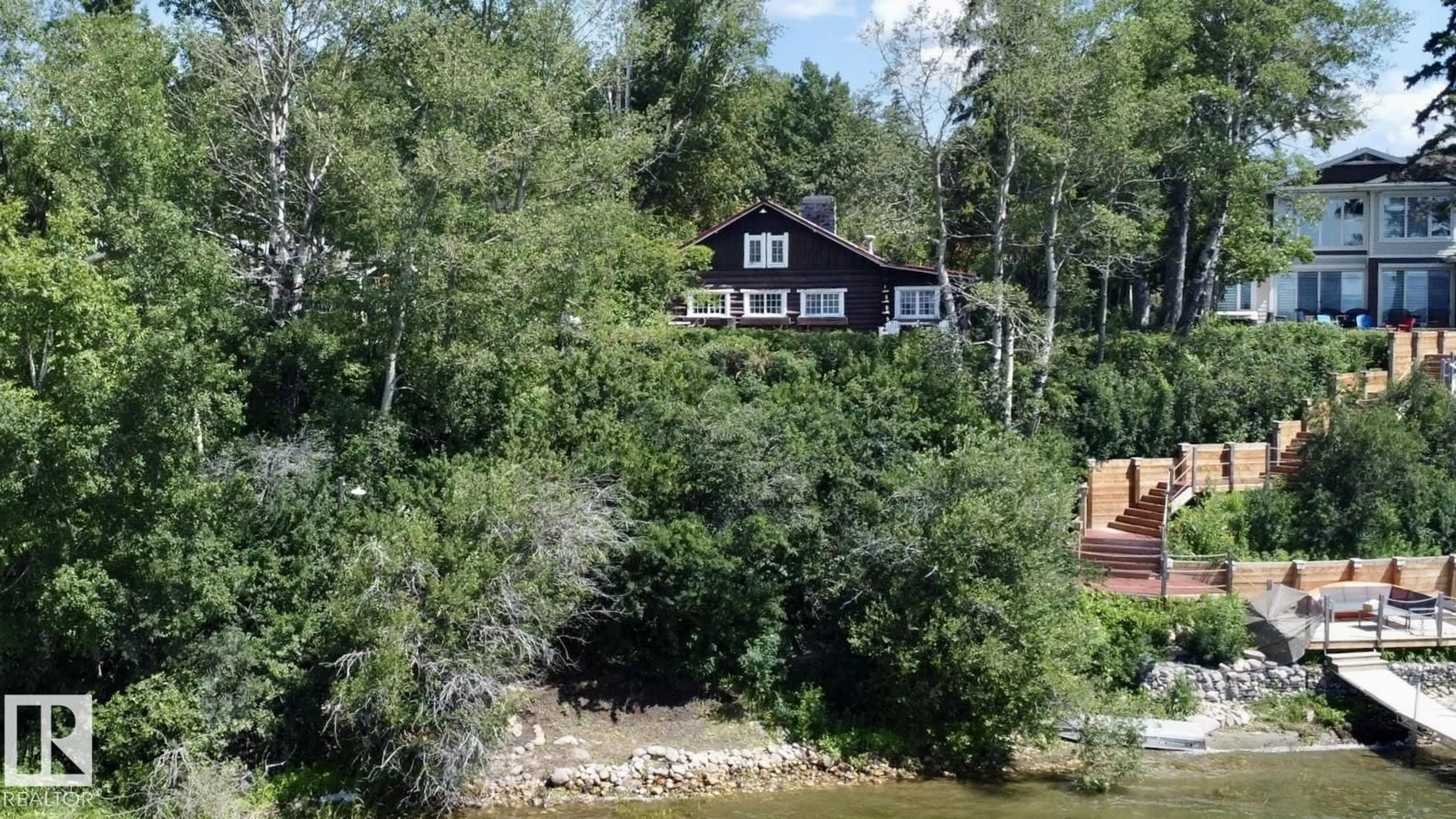 A pic from outside/outdoor area/front of a property/back of a property/a pic from drone, water/lake/river/ocean view for 4 GIBBONS AV, Rural Parkland County Alberta T0E2K0