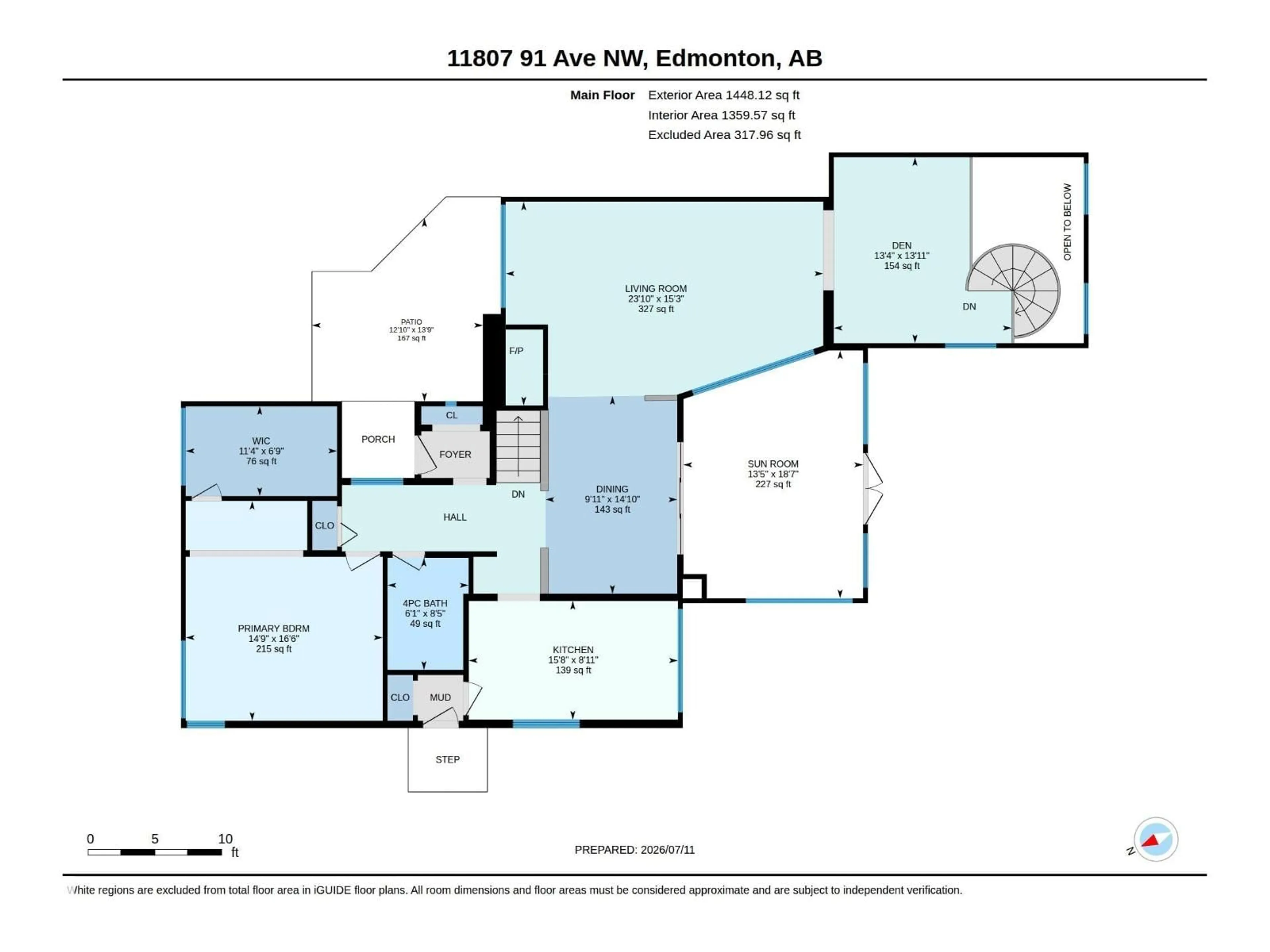 Floor plan for 11807 91 AV, Edmonton Alberta T6G1B1