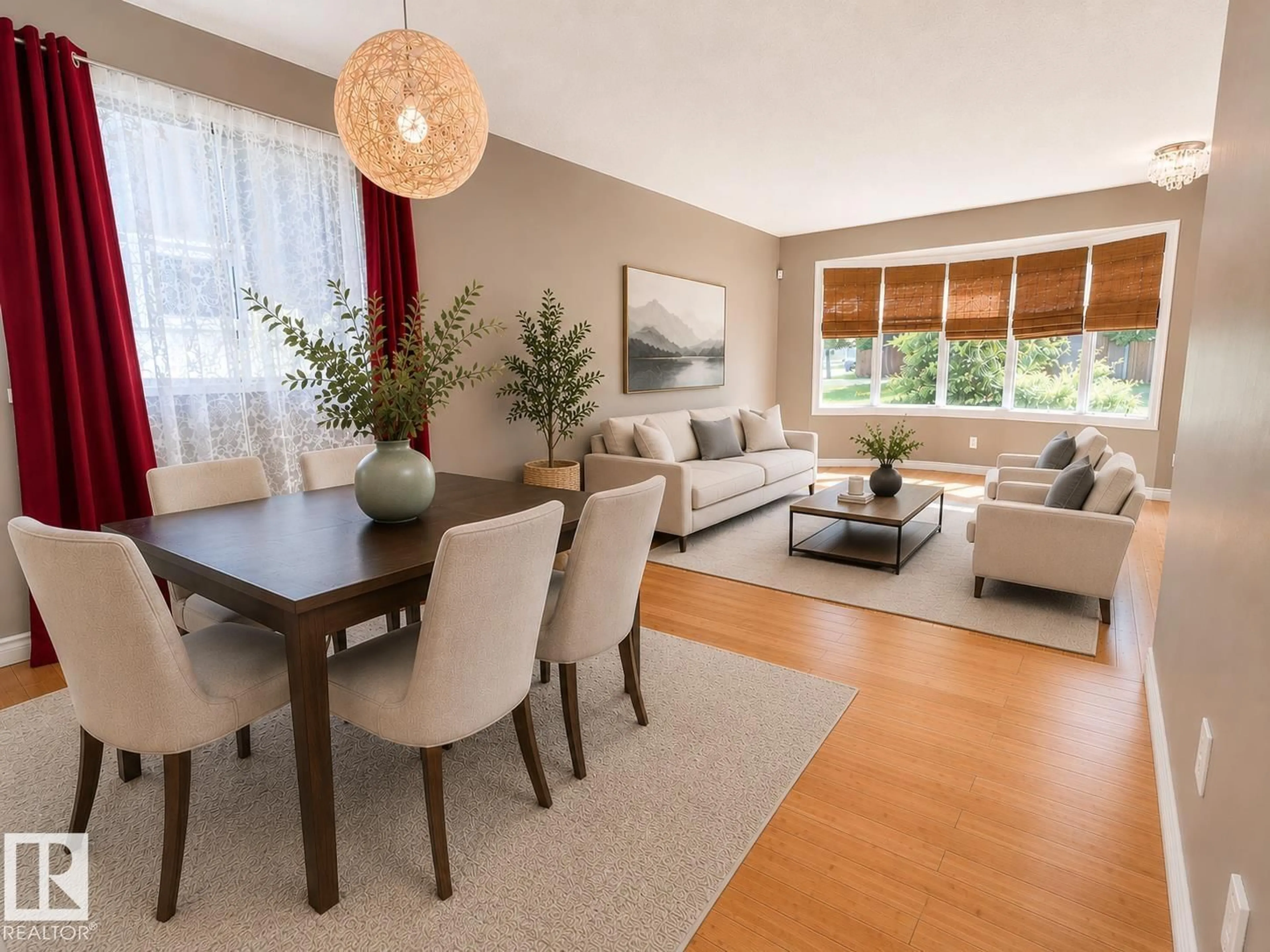 Living room with furniture, wood/laminate floor for NW - 2914 48 ST, Edmonton Alberta T6L4R1