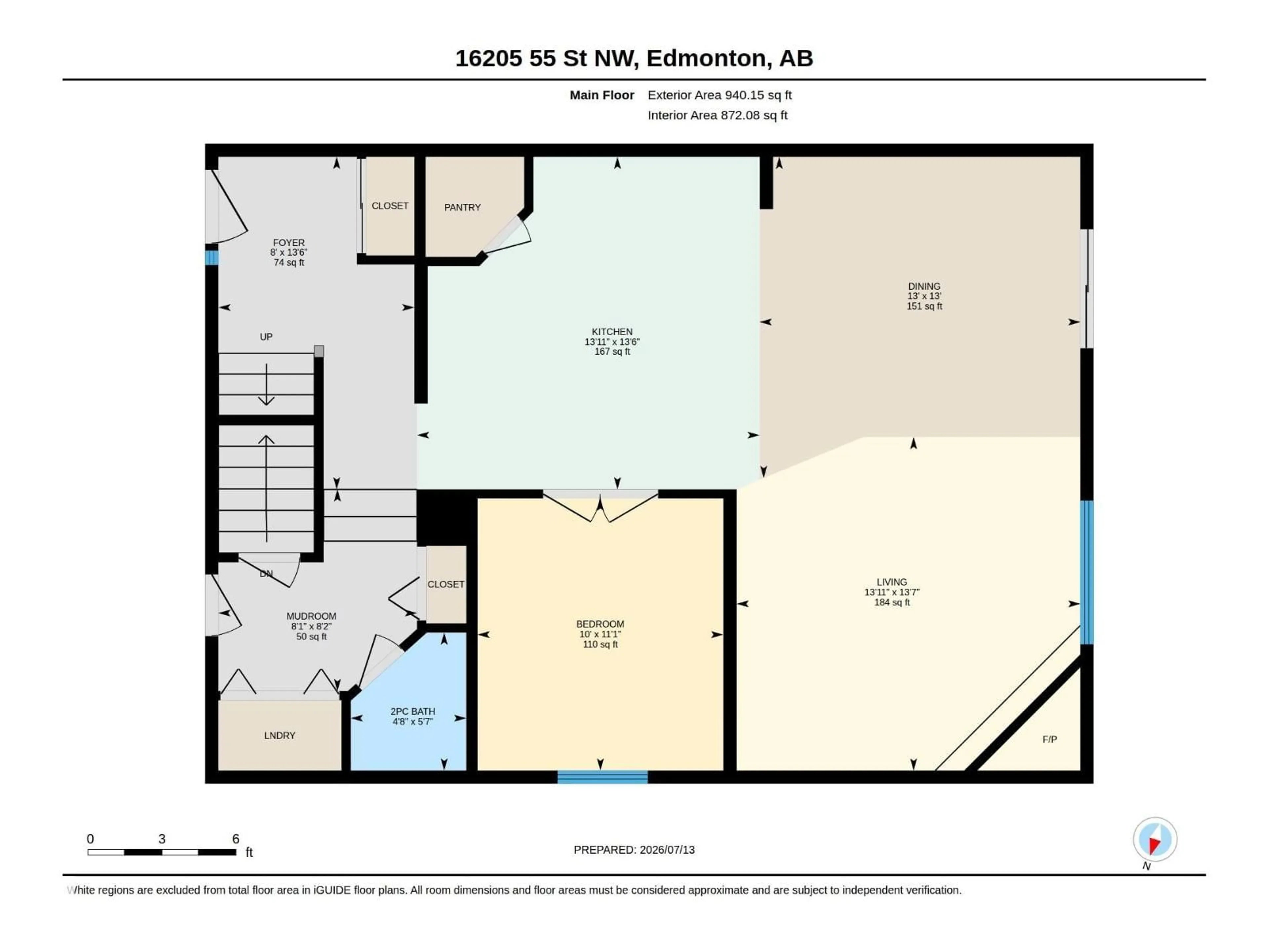 Floor plan for 16205 55 ST, Edmonton Alberta T5Y0G1