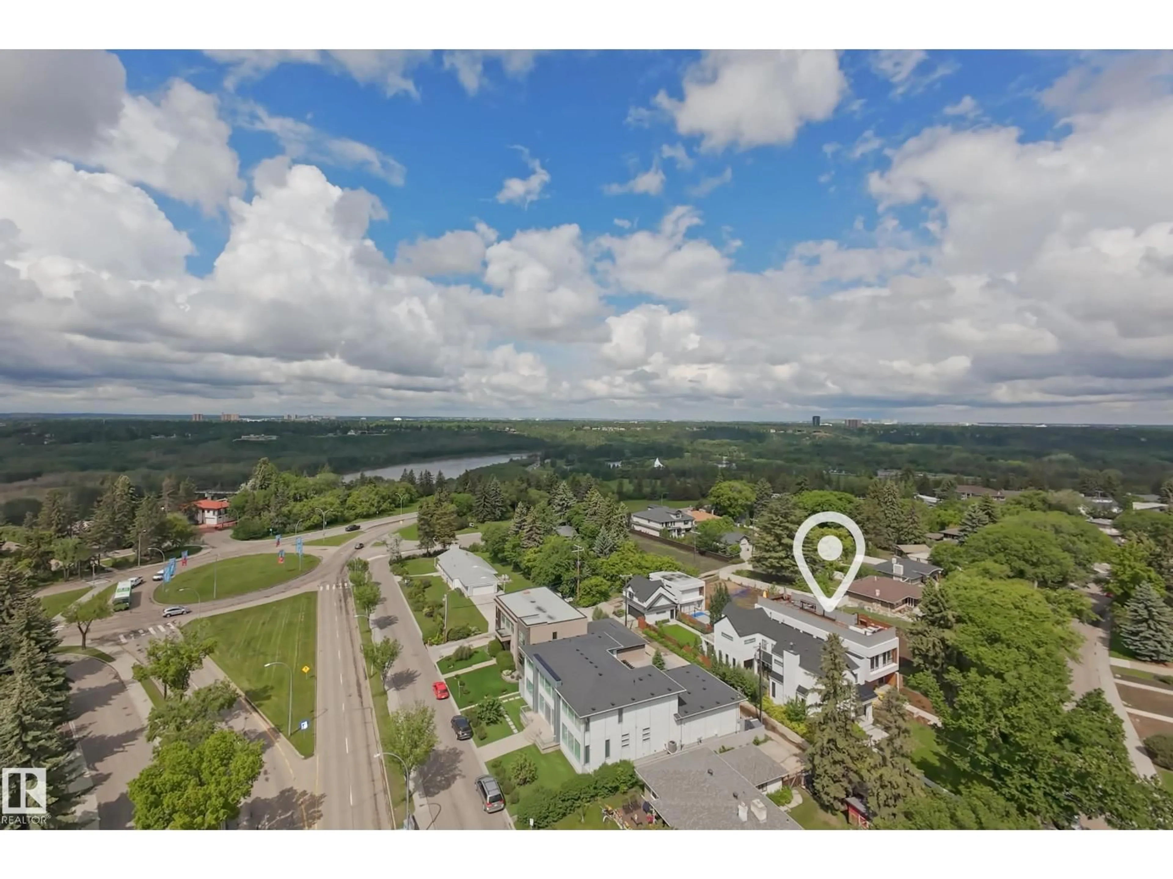 A pic from outside/outdoor area/front of a property/back of a property/a pic from drone, water/lake/river/ocean view for 8712 120 ST, Edmonton Alberta T6G1X3