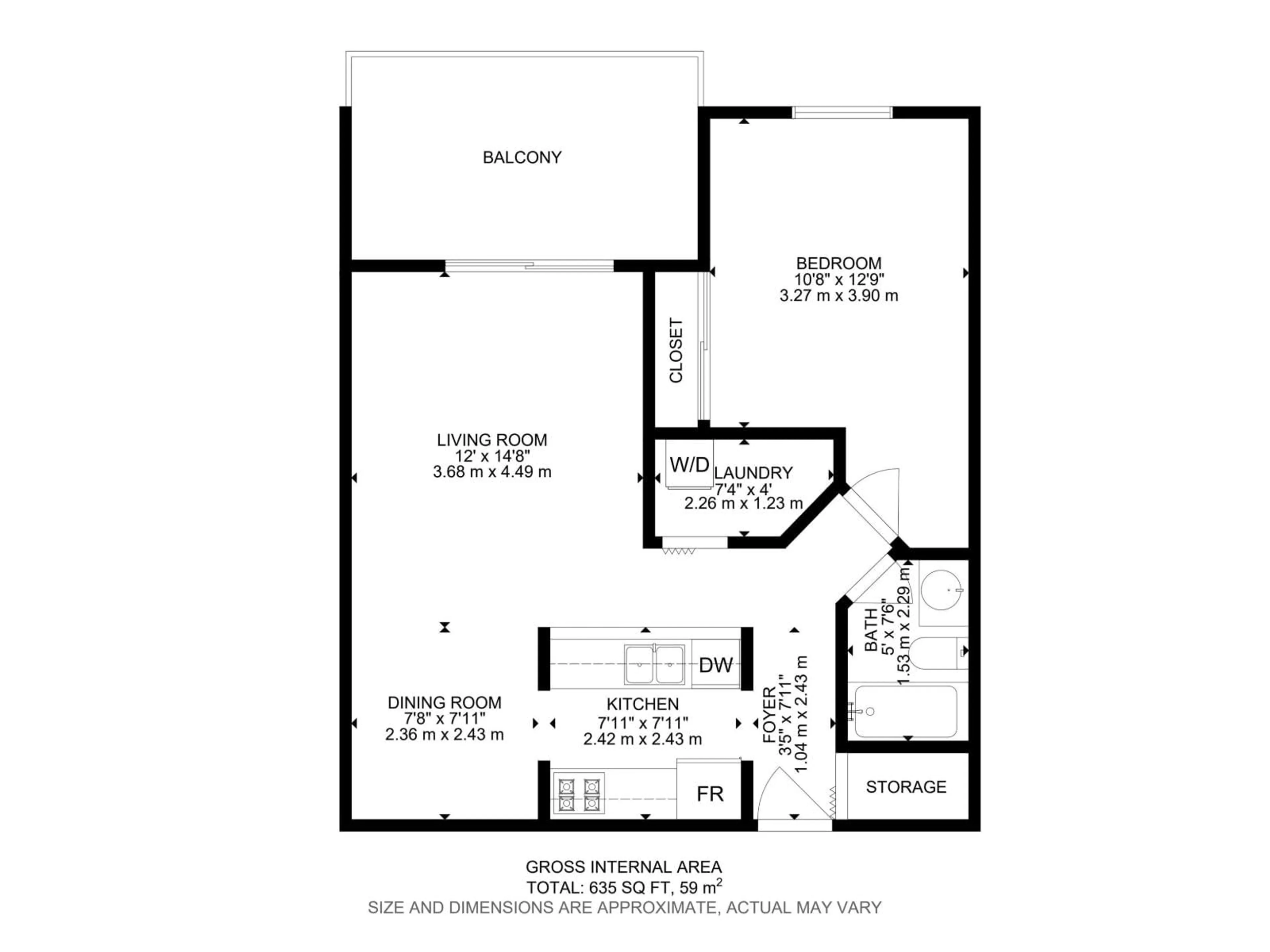 Floor plan for 437 - 10636 120 ST NW, Edmonton Alberta T5H4L5