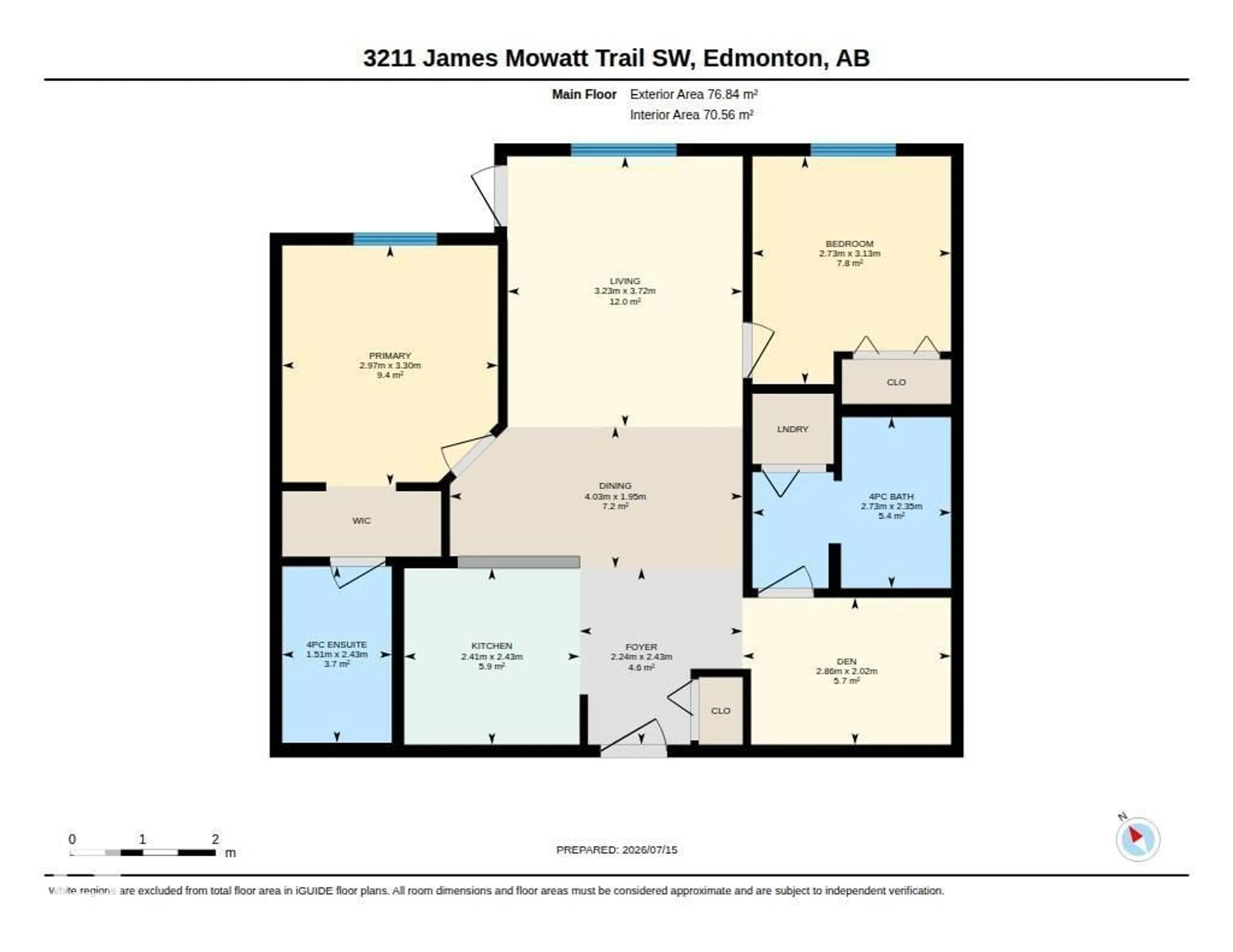 Floor plan for #215 - 3211 JAMES MOWATT TR, Edmonton Alberta T6W3L6