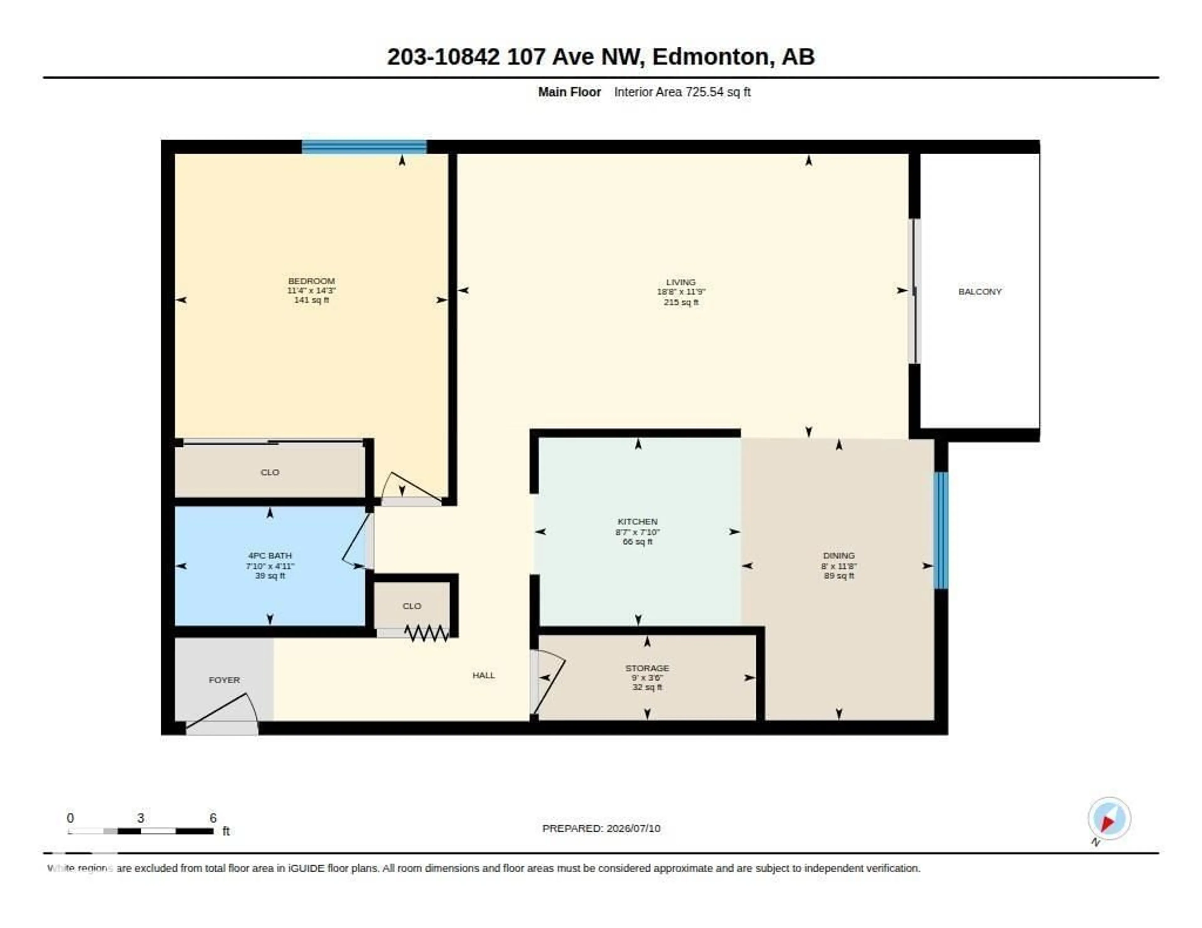 Floor plan for #203 - 10842 107 ST NW, Edmonton Alberta T5H2Z3