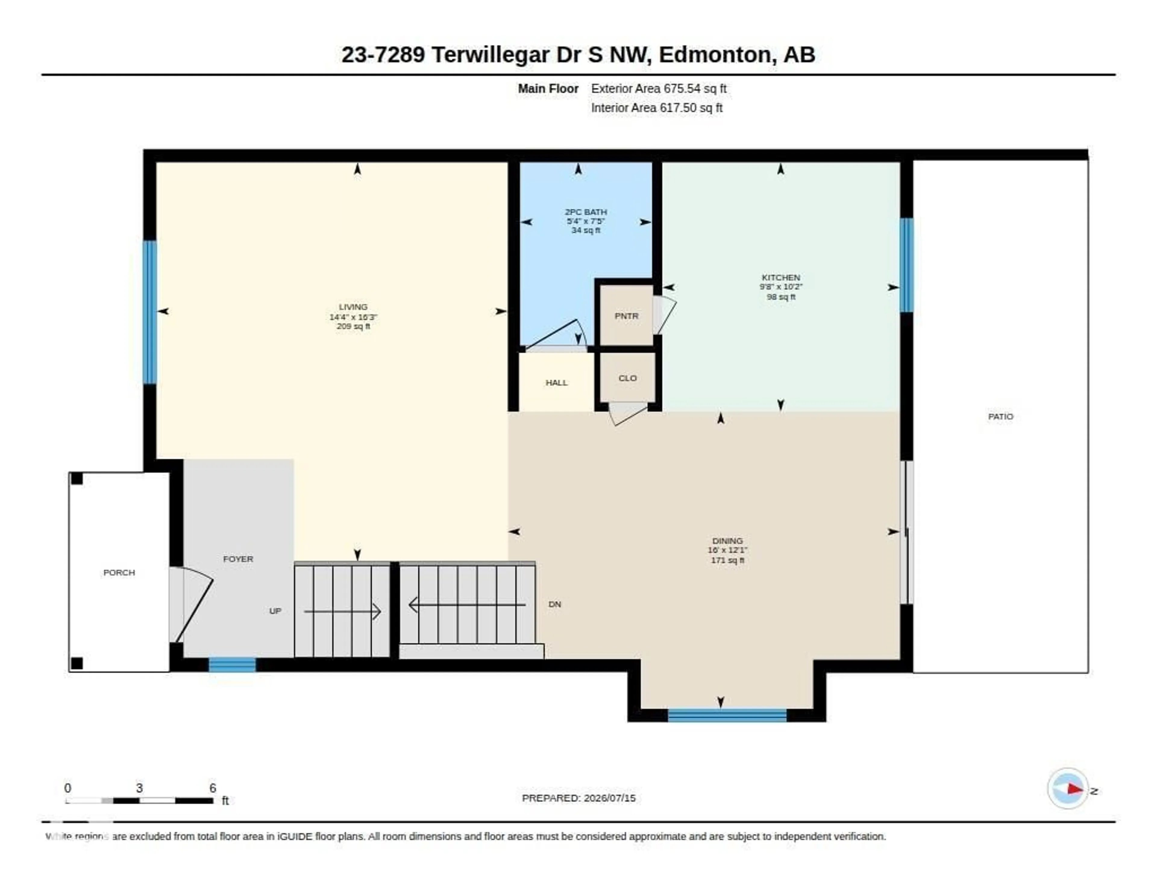 Floor plan for 23 - 7289 SOUTH TERWILLEGAR DR, Edmonton Alberta T6R0N5
