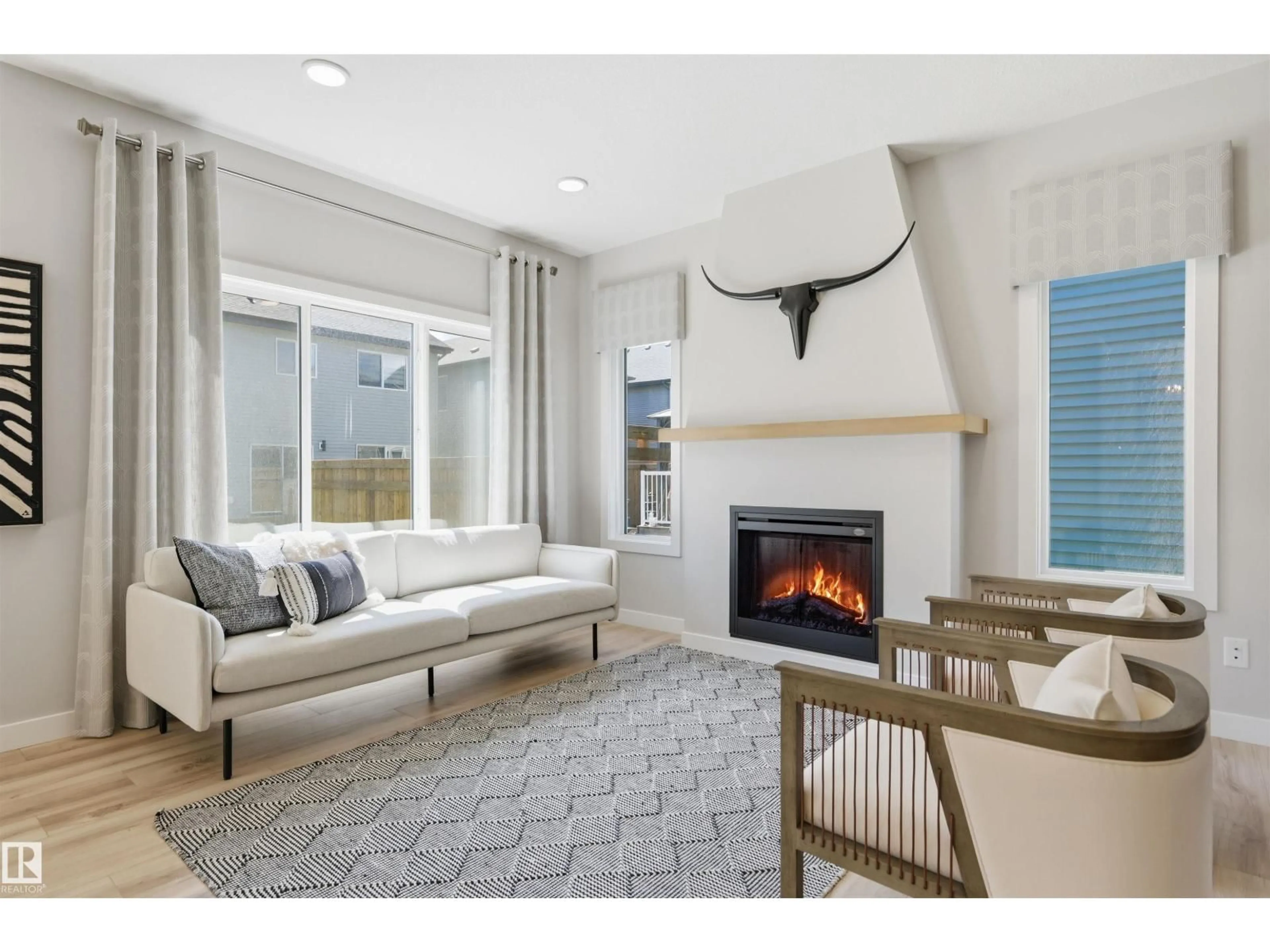 Living room with furniture, ceramic/tile floor for 3243 DIXON WY, Edmonton Alberta T6W5K9