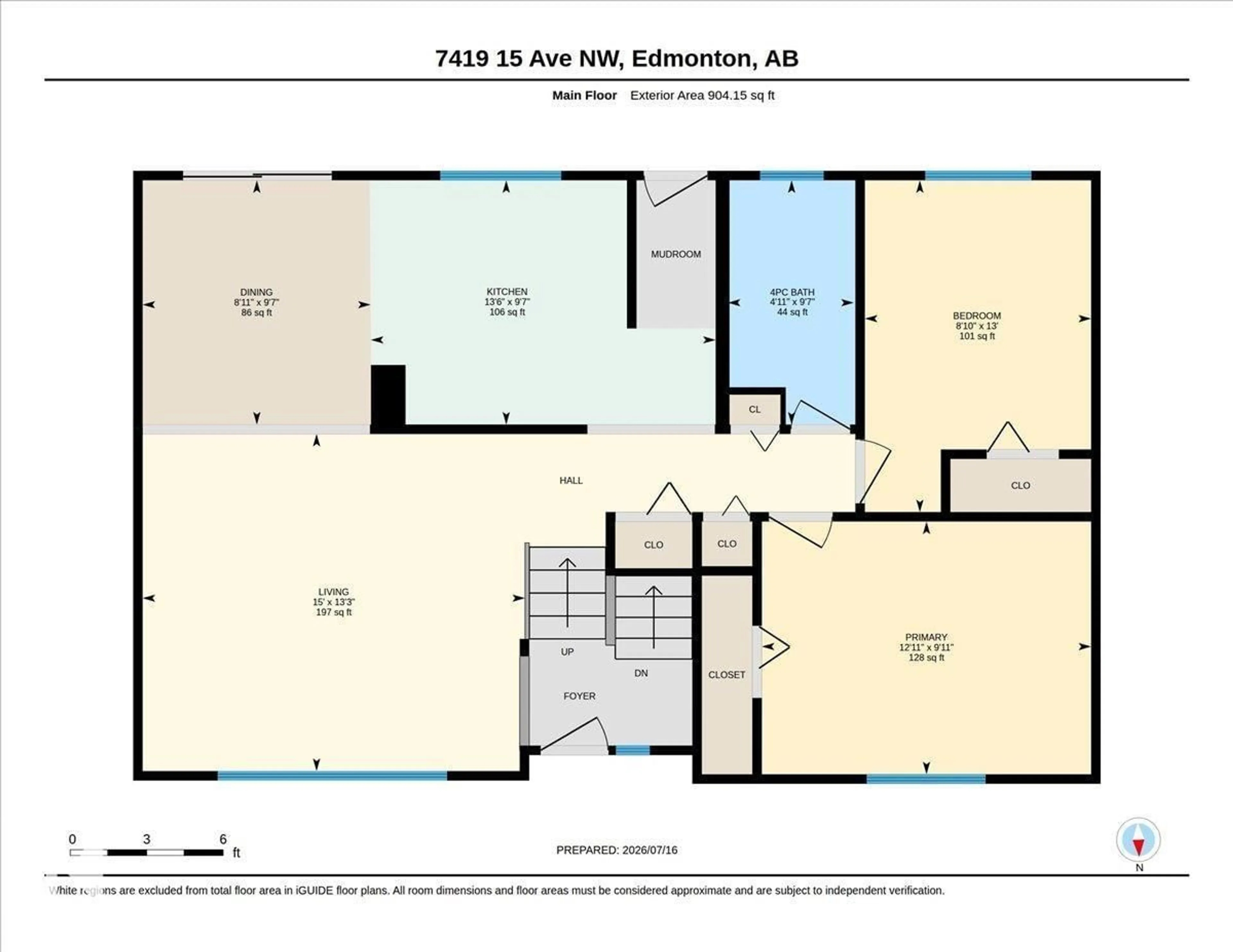 Floor plan for 7419 15 AV, Edmonton Alberta T6K2T3