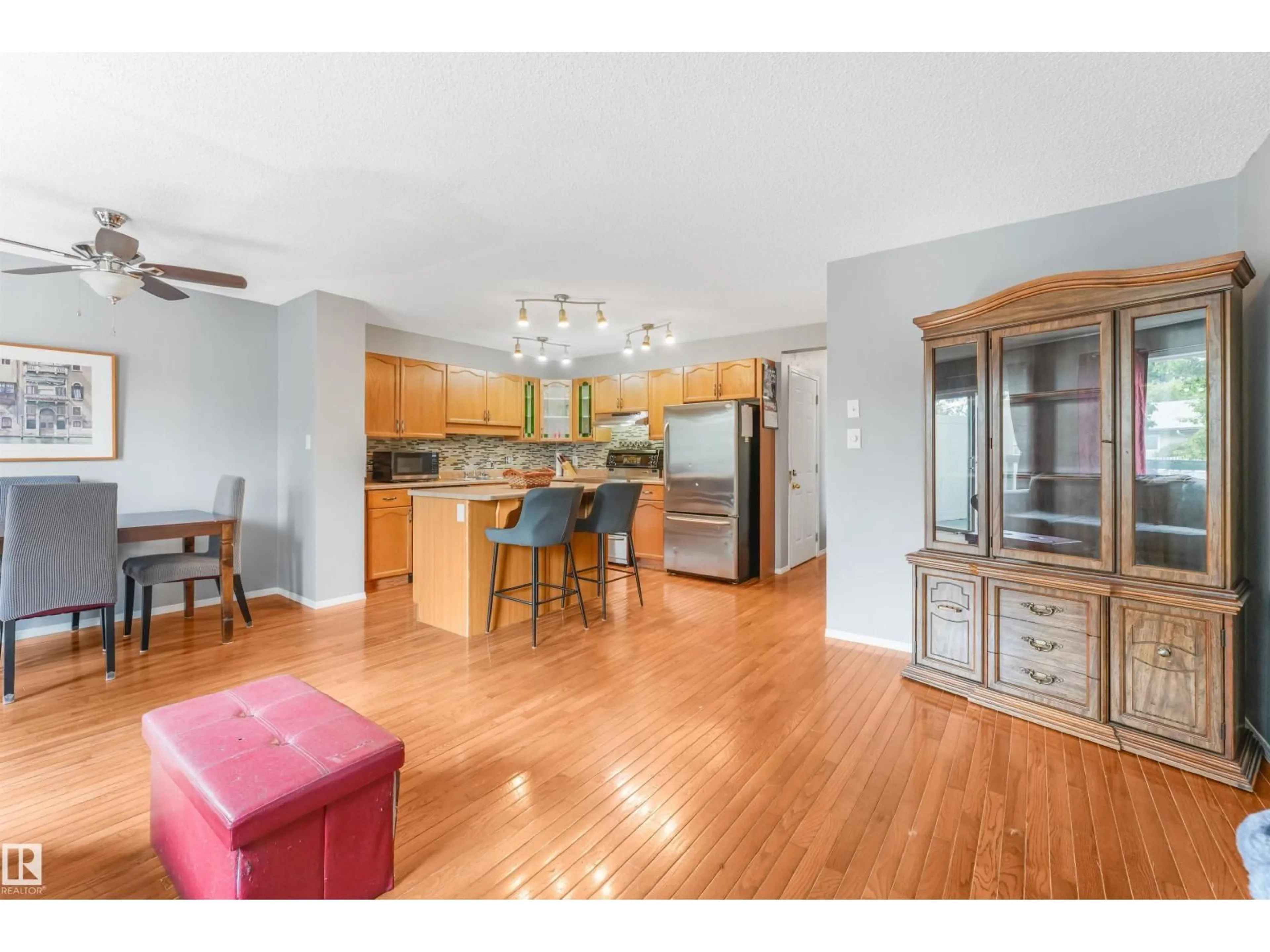 Open concept kitchen, wood/laminate floor for 19 15215 126 ST NW, Edmonton Alberta T5X2Z3