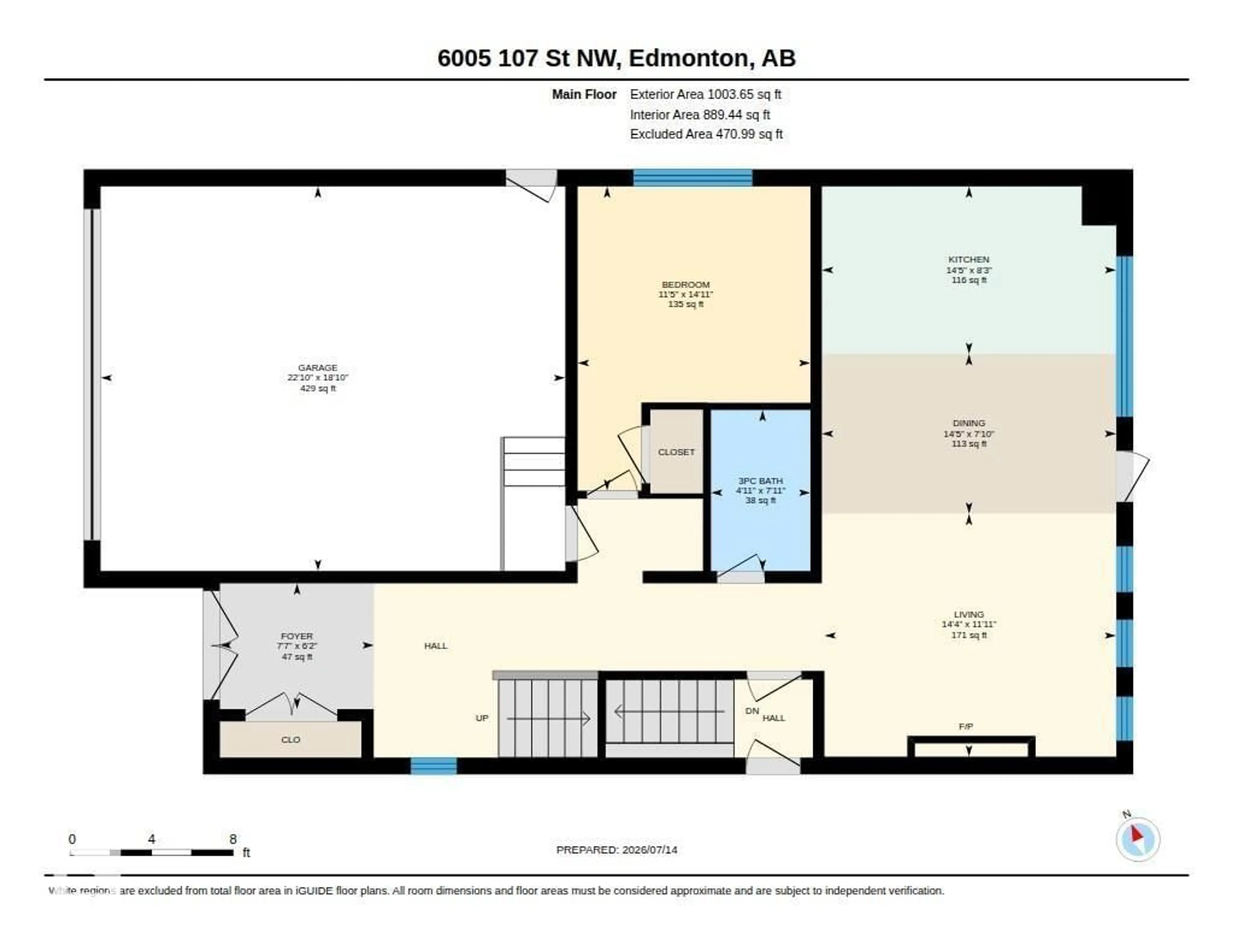 Floor plan for 6005 107 ST, Edmonton Alberta T6H2X9