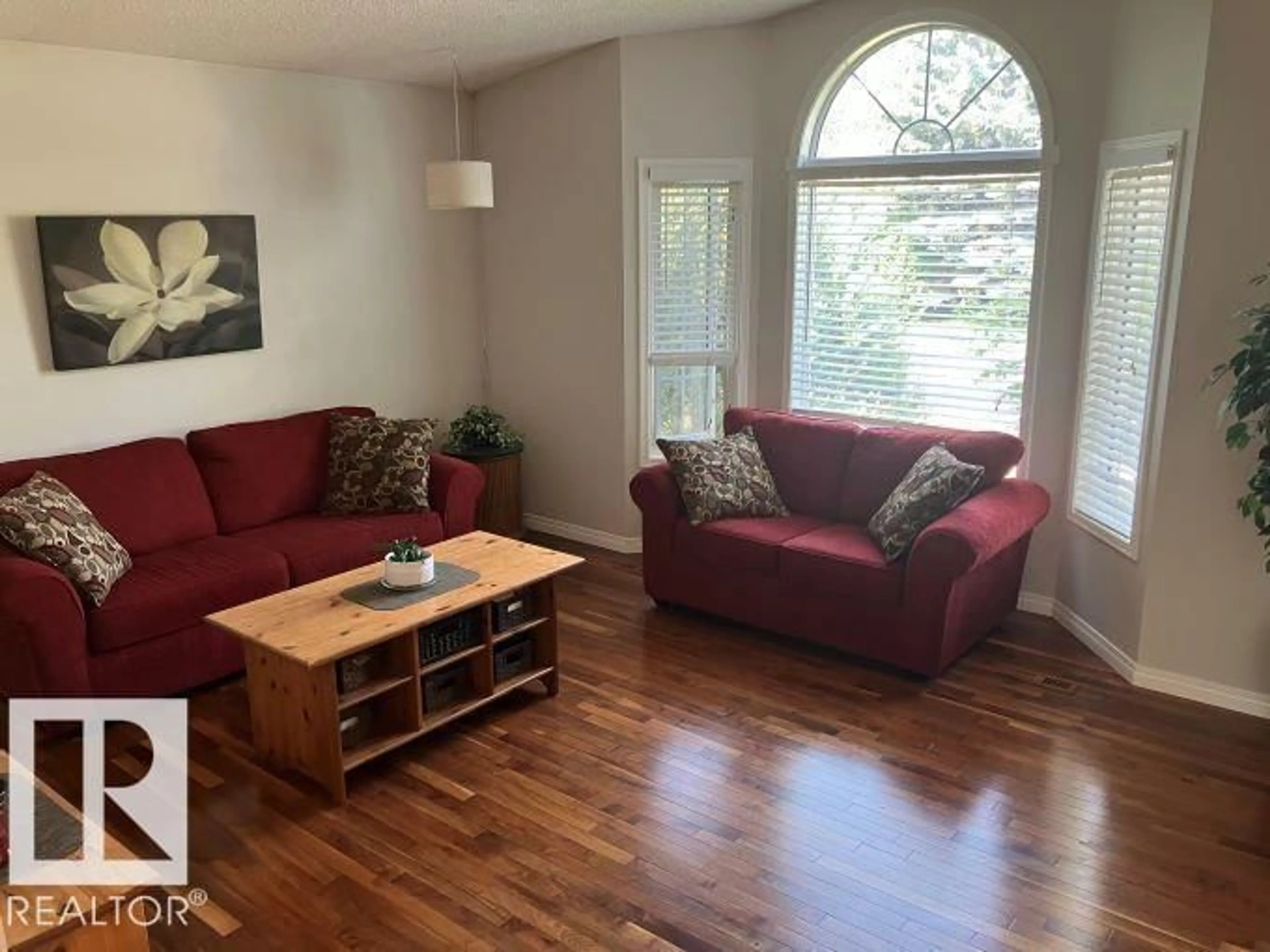 Living room with furniture, wood/laminate floor for 8029 17A AV, Edmonton Alberta T6K4E1