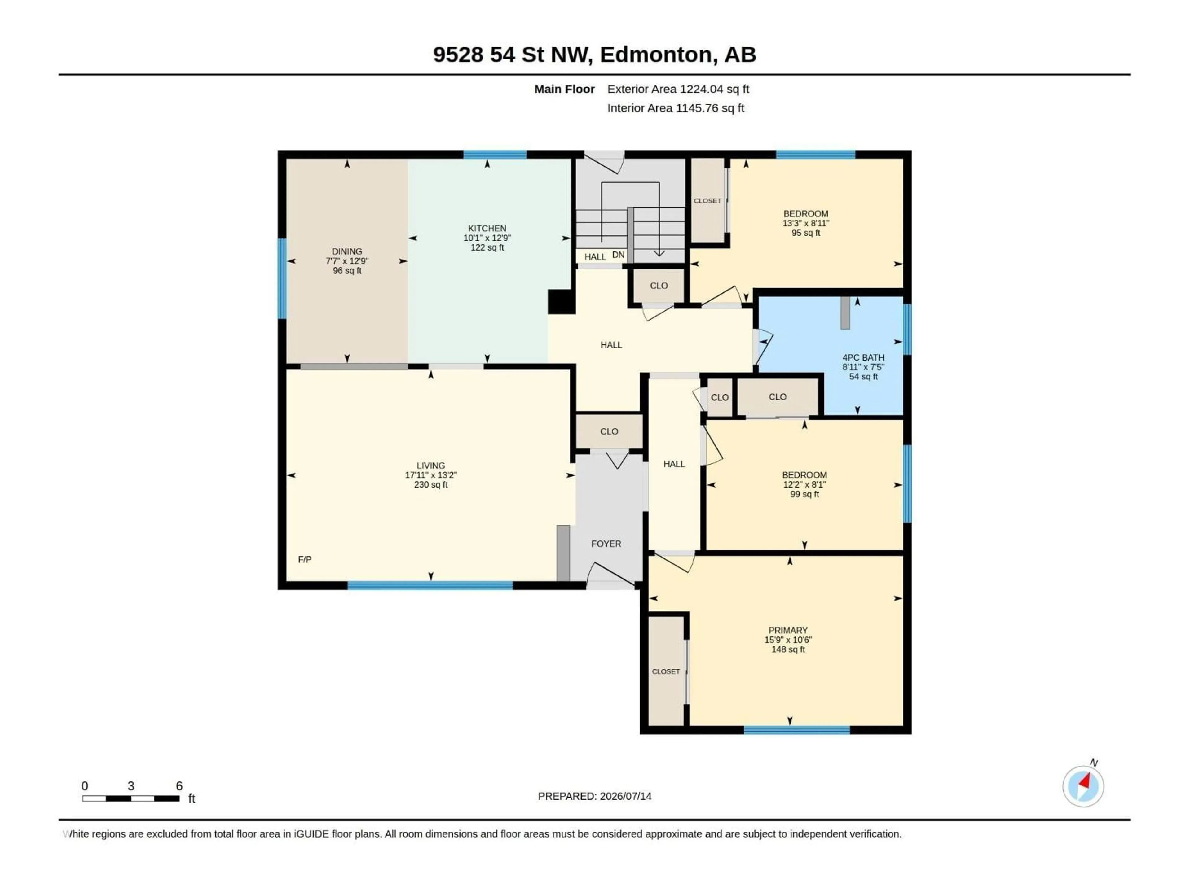 Floor plan for NW - 9528 54 ST, Edmonton Alberta T6B1H5