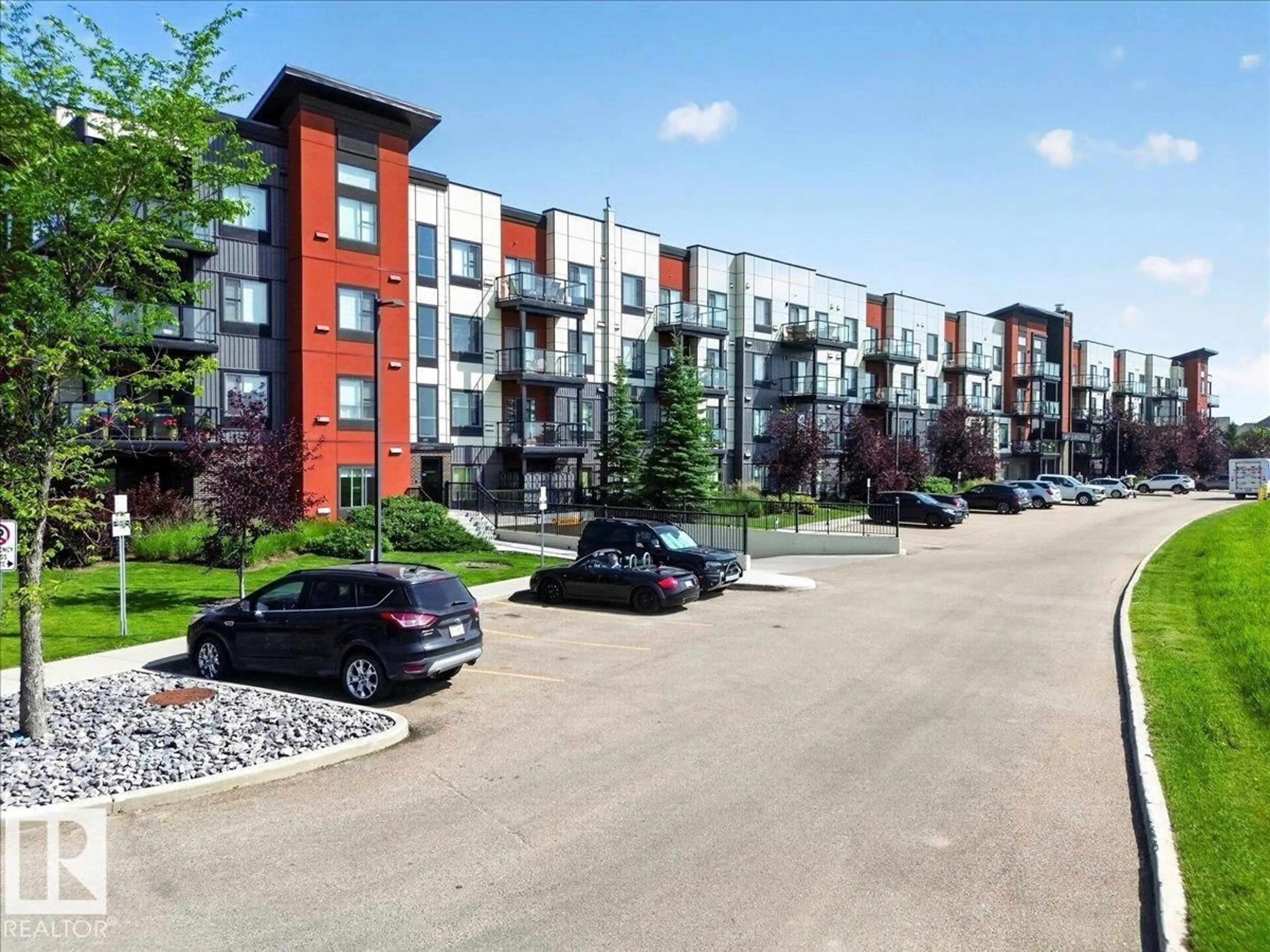 A pic from outside/outdoor area/front of a property/back of a property/a pic from drone, street for 106 - 320 AMBLESIDE LI, Edmonton Alberta T6W0V4