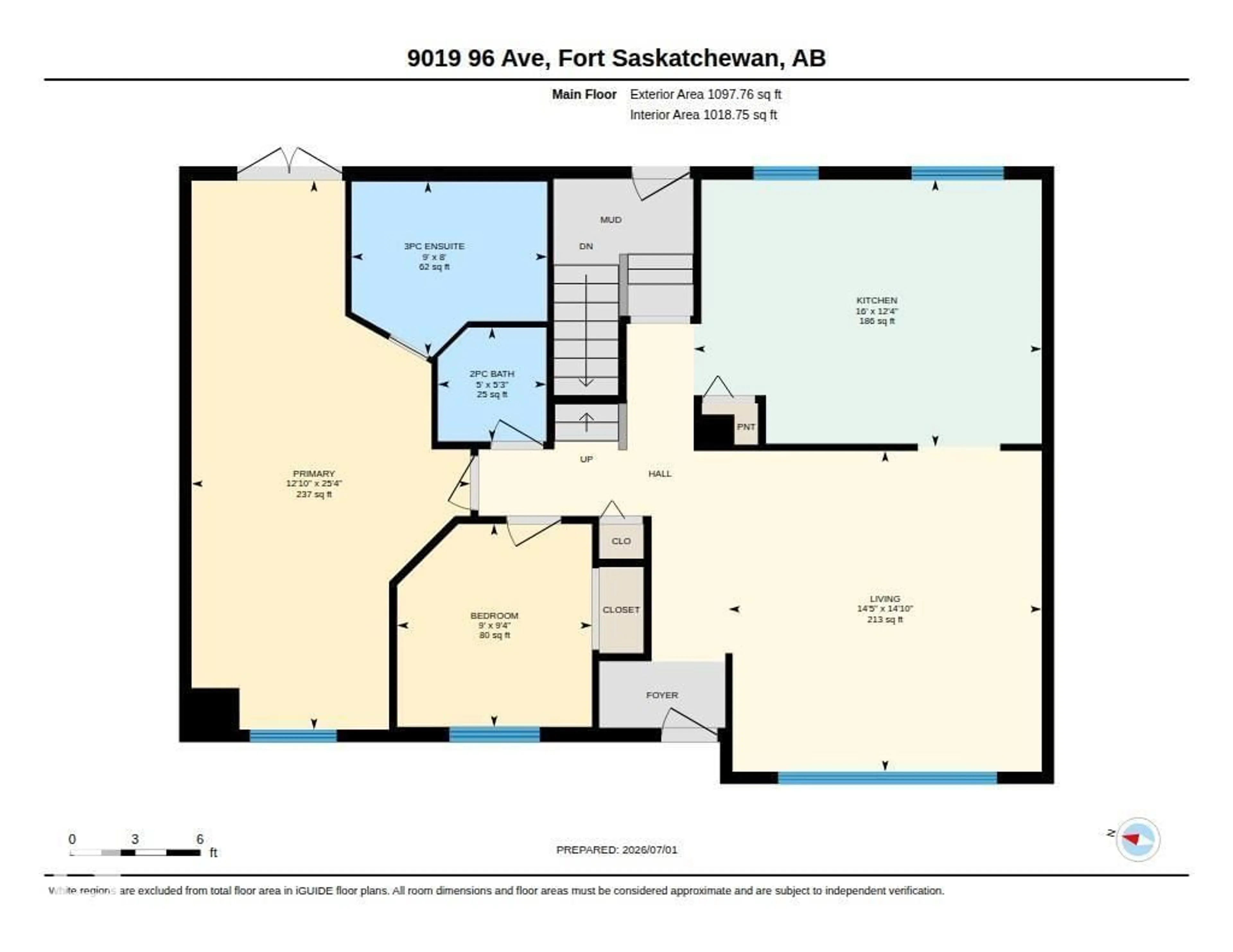 Floor plan for 9019 96 AV, Fort Saskatchewan Alberta T8L1E6