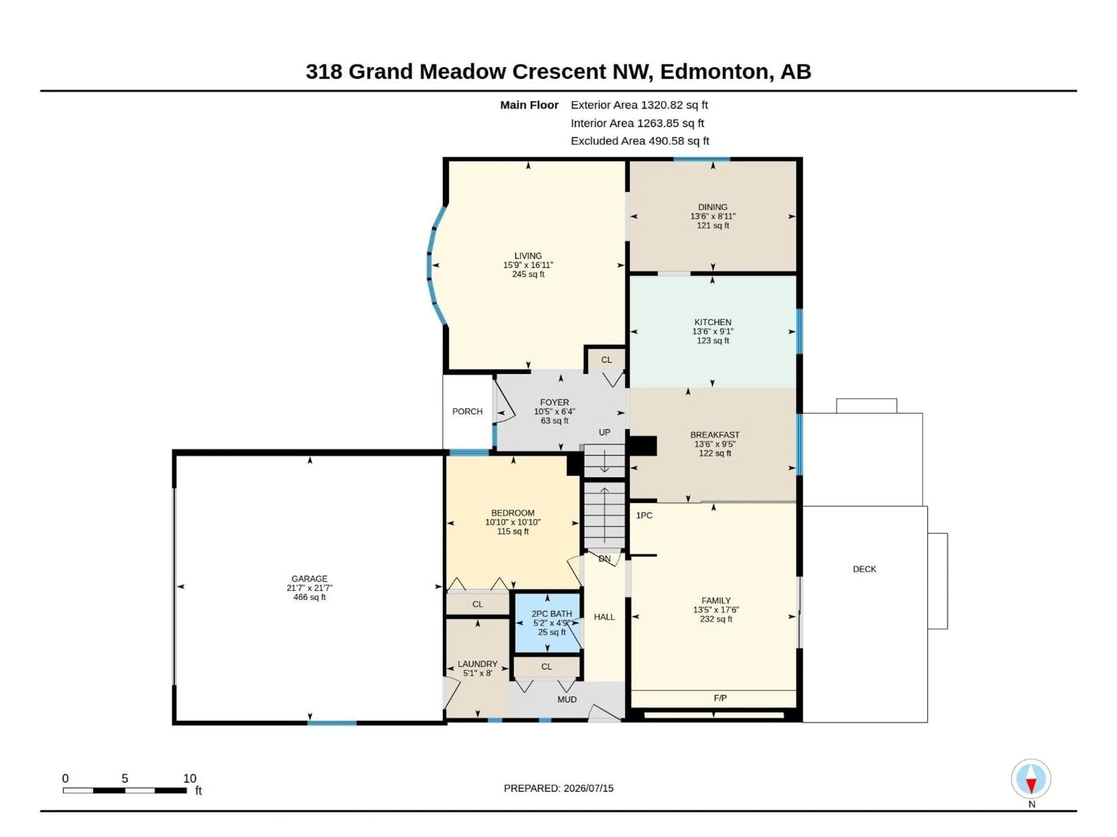 Floor plan for 318 GRAND MEADOW CR, Edmonton Alberta T6L1X2
