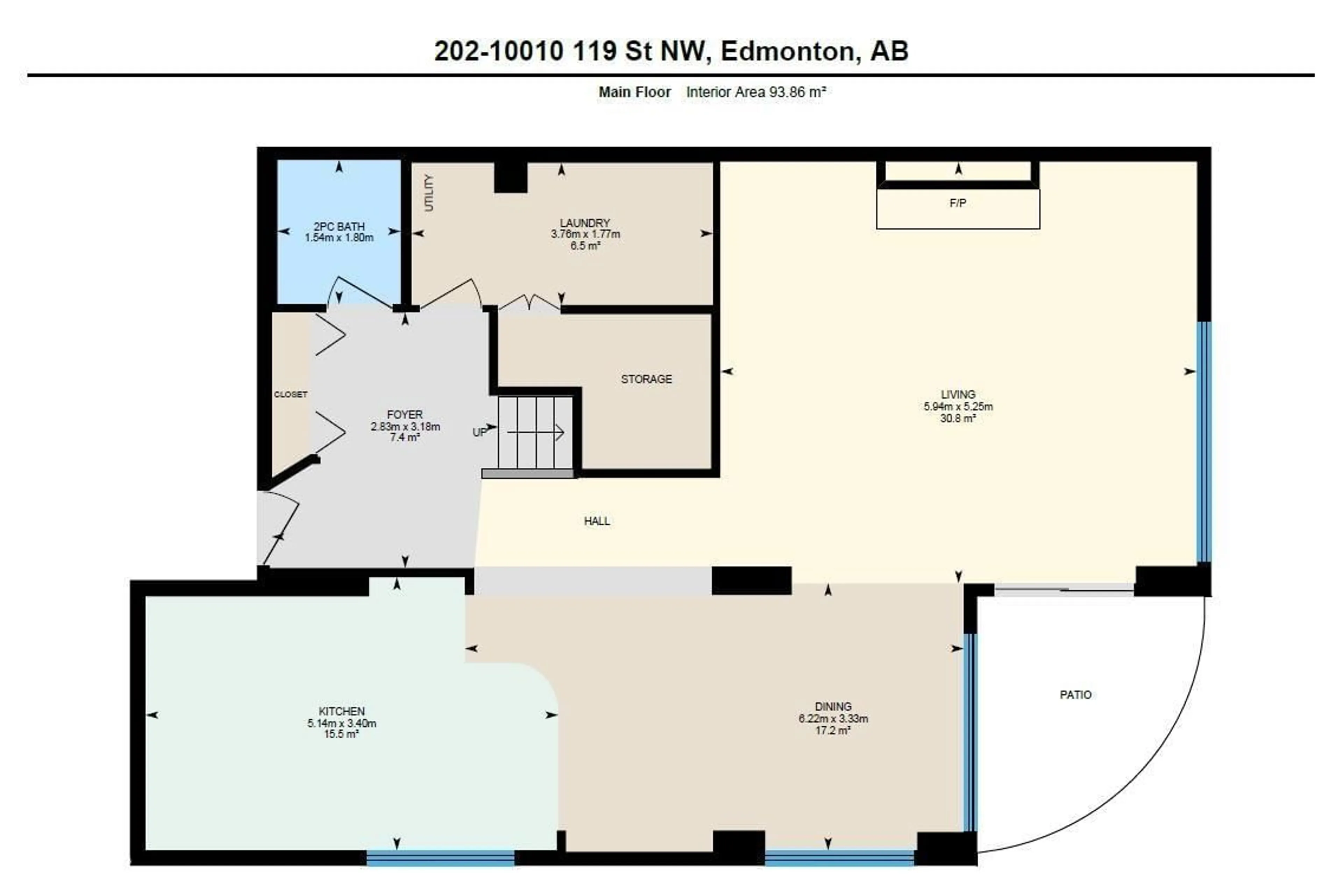 Floor plan for 202 - 10010 119 ST, Edmonton Alberta T5K1Y8
