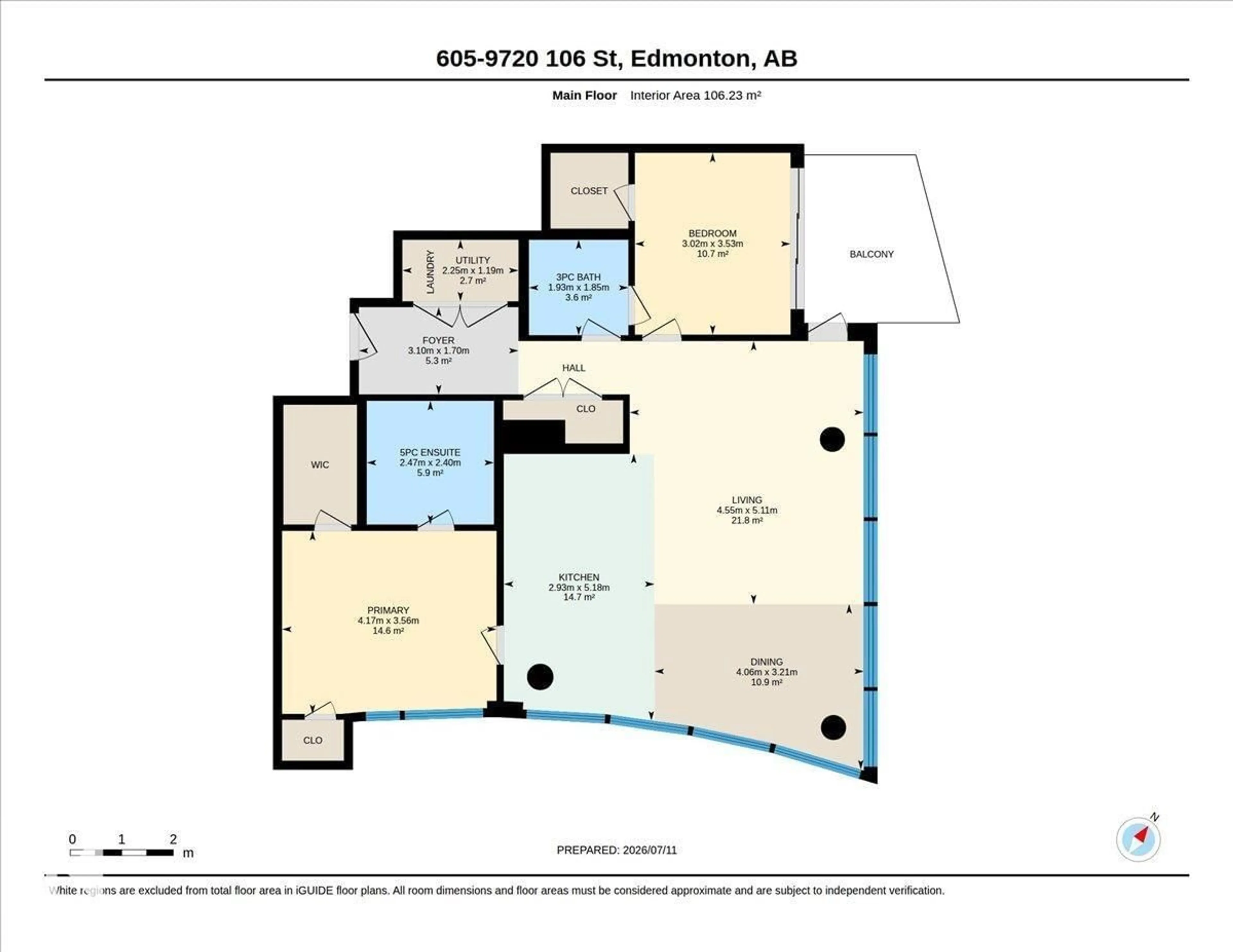Floor plan for 9720 - 605 106 ST NW, Edmonton Alberta T5K0K8