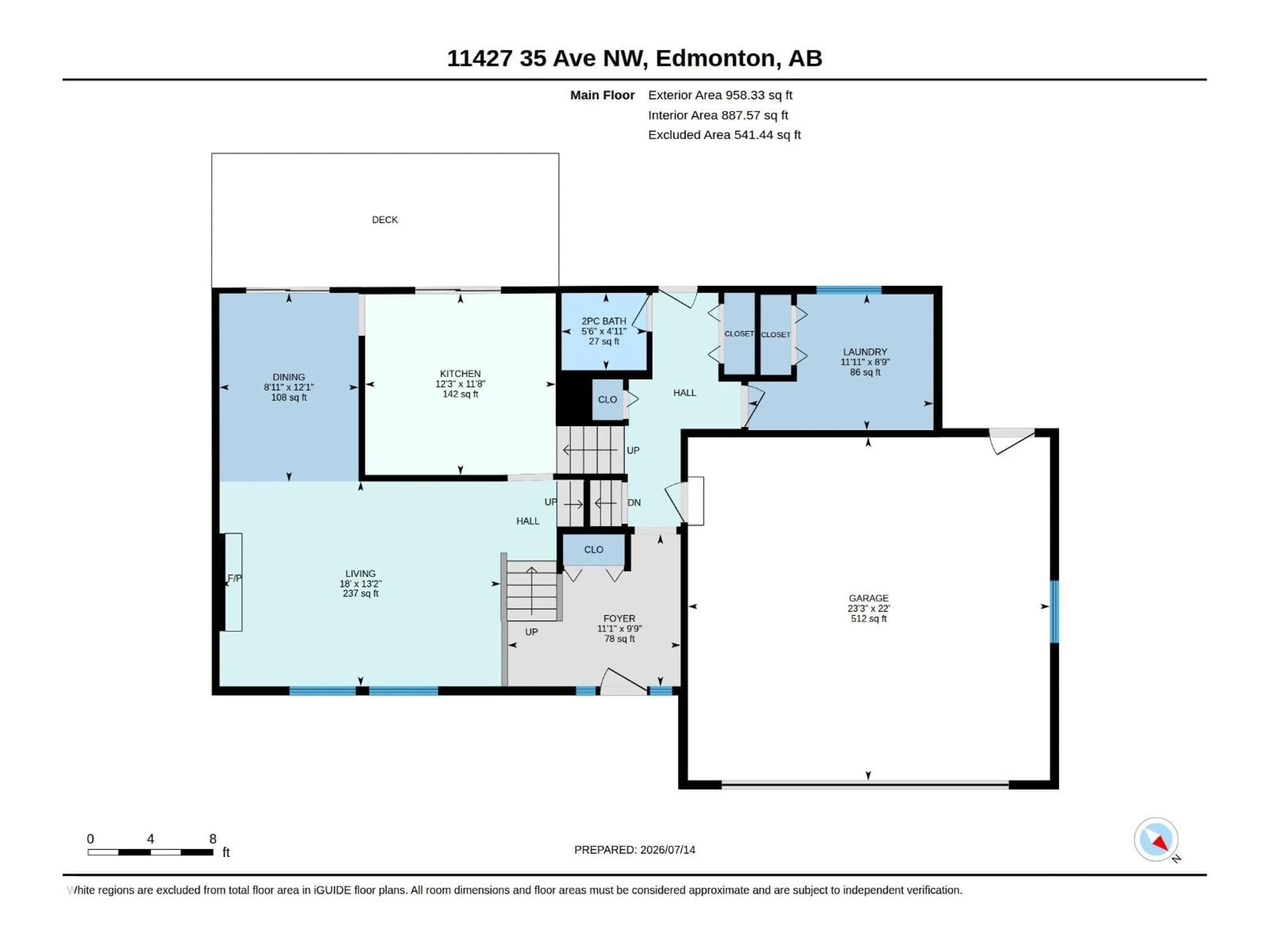 Floor plan for 11427 35 AV, Edmonton Alberta T6J2W9
