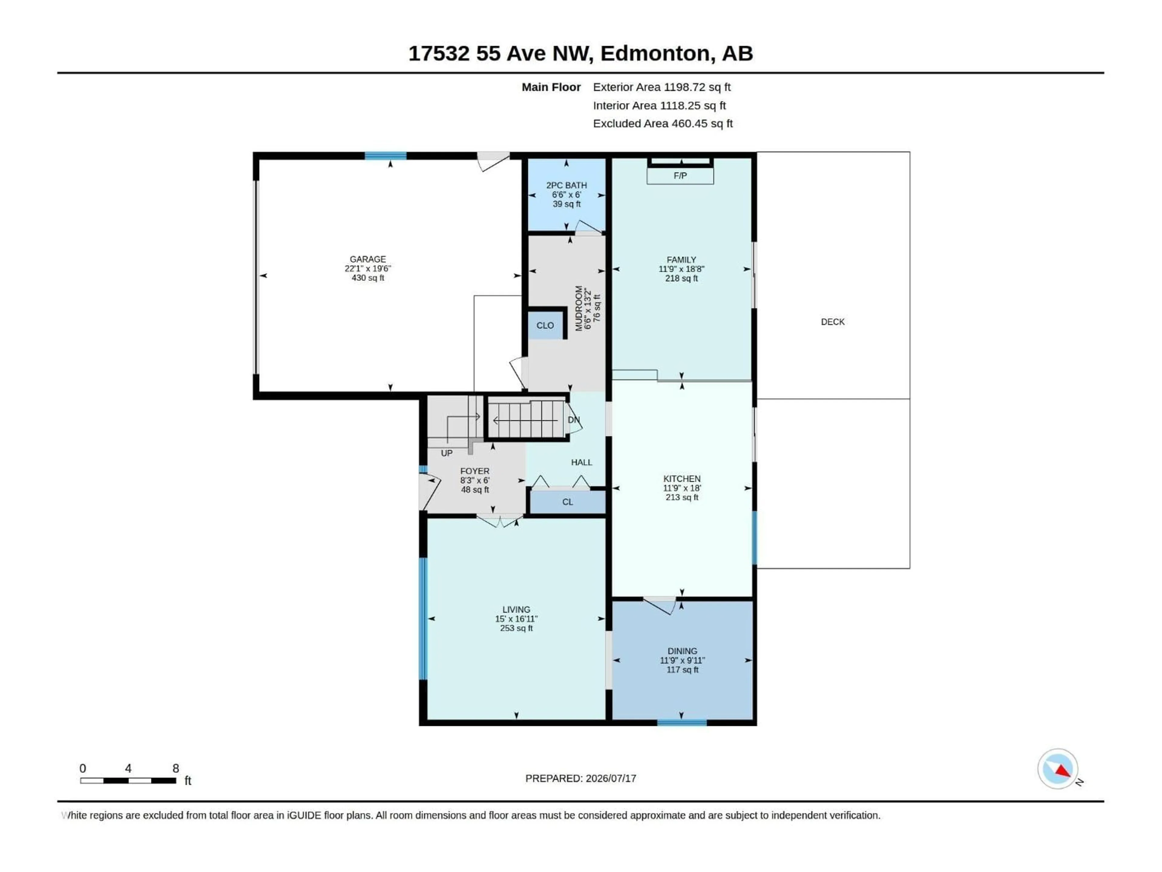 Floor plan for 17532 55 AV, Edmonton Alberta T6M1C9