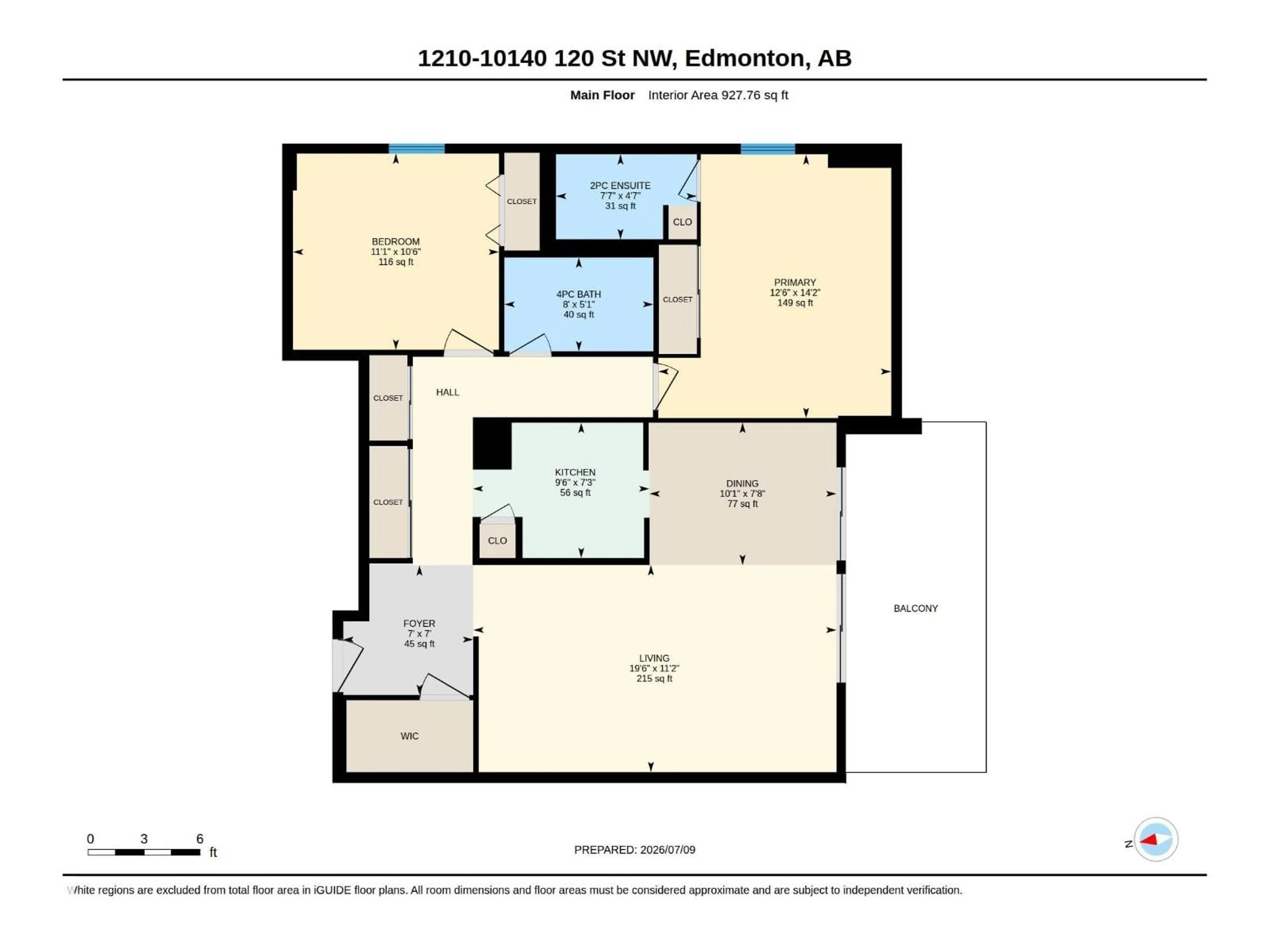 Floor plan for 1210 10140 120 ST NW, Edmonton Alberta T5K1Z8