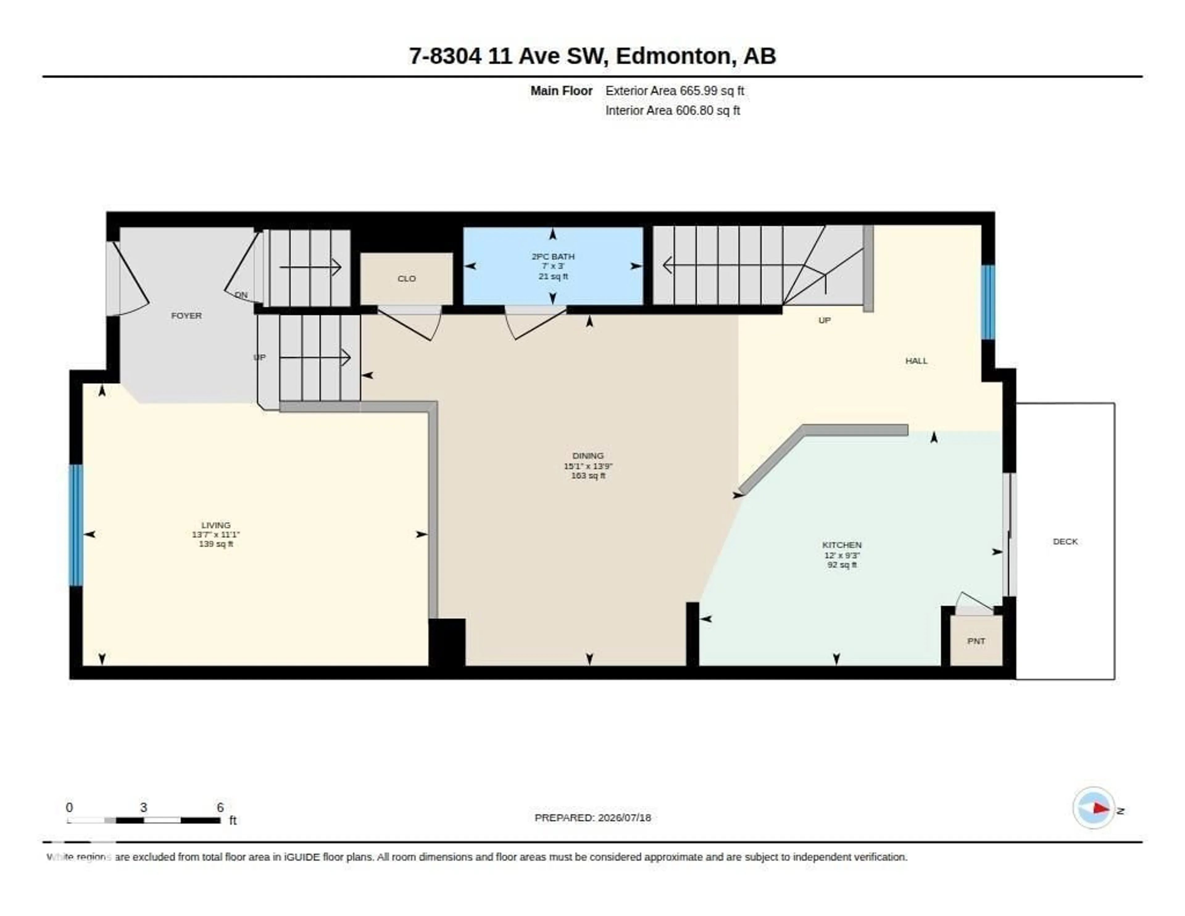Floor plan for #7 - 8304 11 AV, Edmonton Alberta T6X1J8