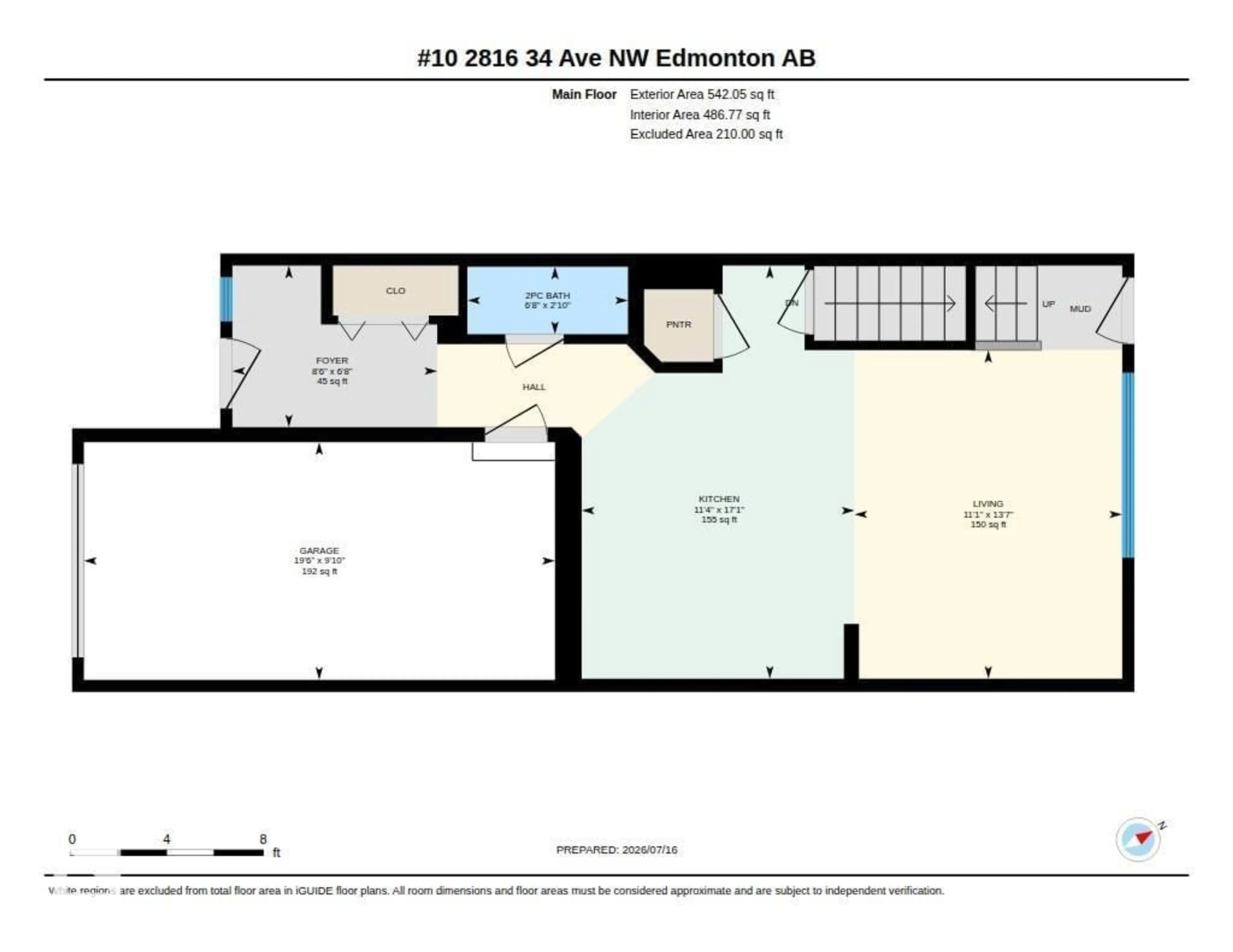 Floor plan for 10 - 2816 34 AV, Edmonton Alberta T6T2B4