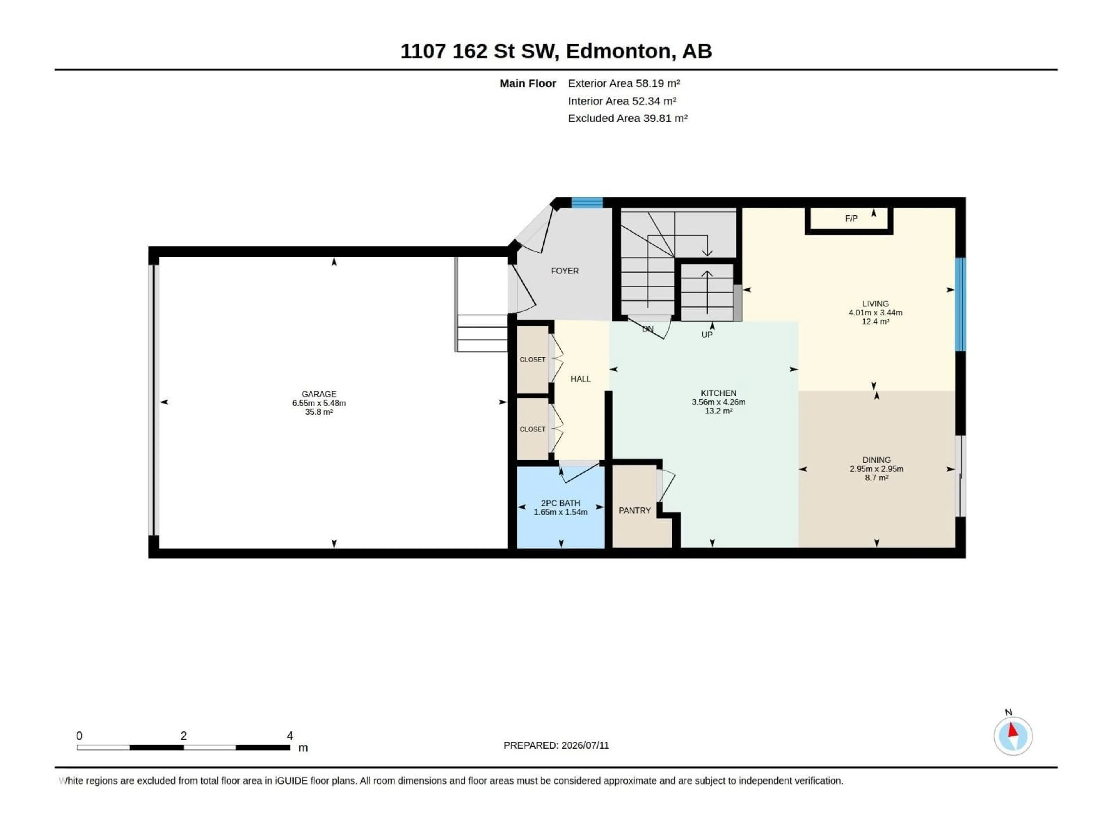 Floor plan for SW - 1107 162 ST, Edmonton Alberta T6W2L1