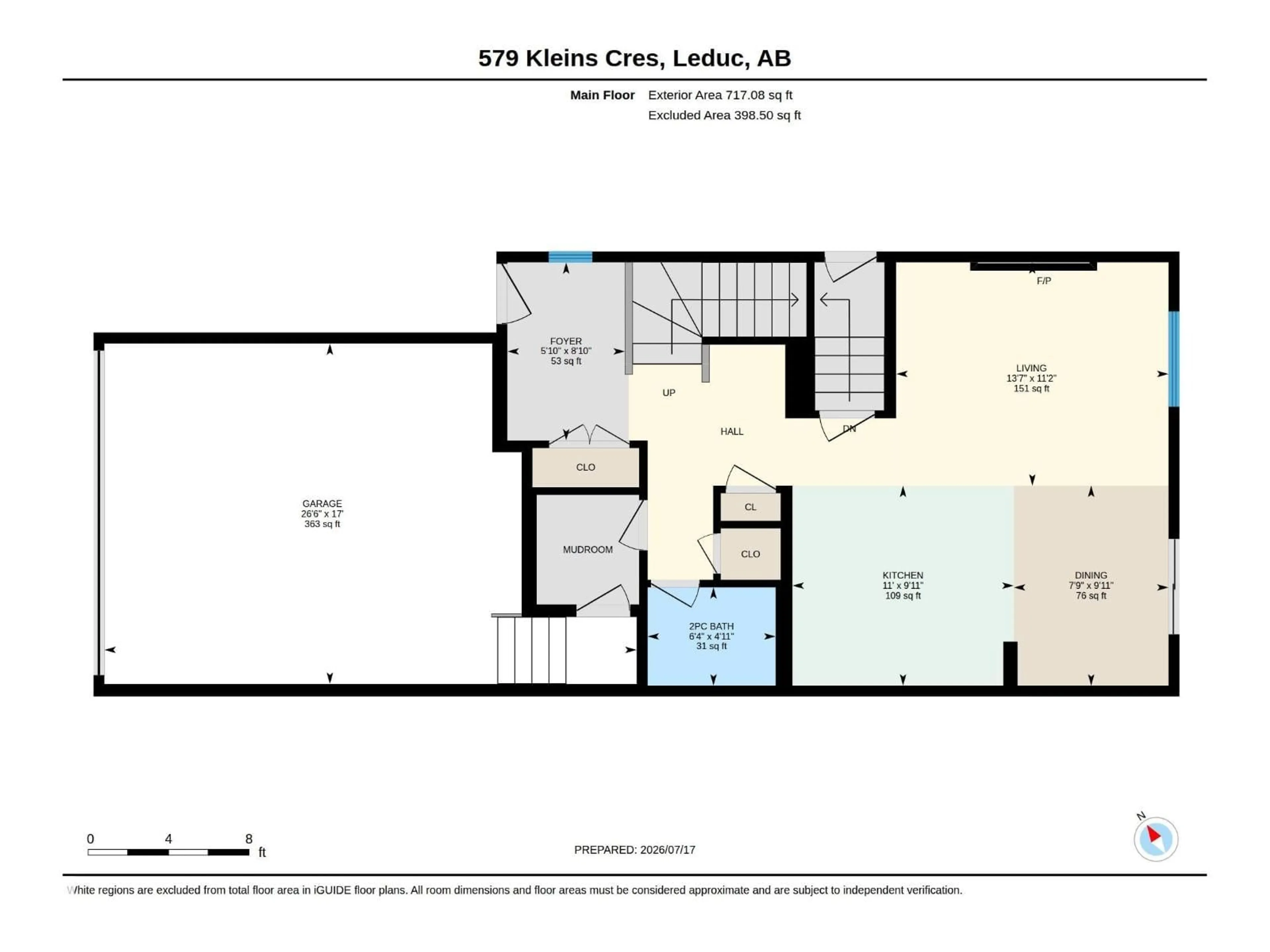 Floor plan for 579 KLEINS CR, Leduc Alberta T9E1J4
