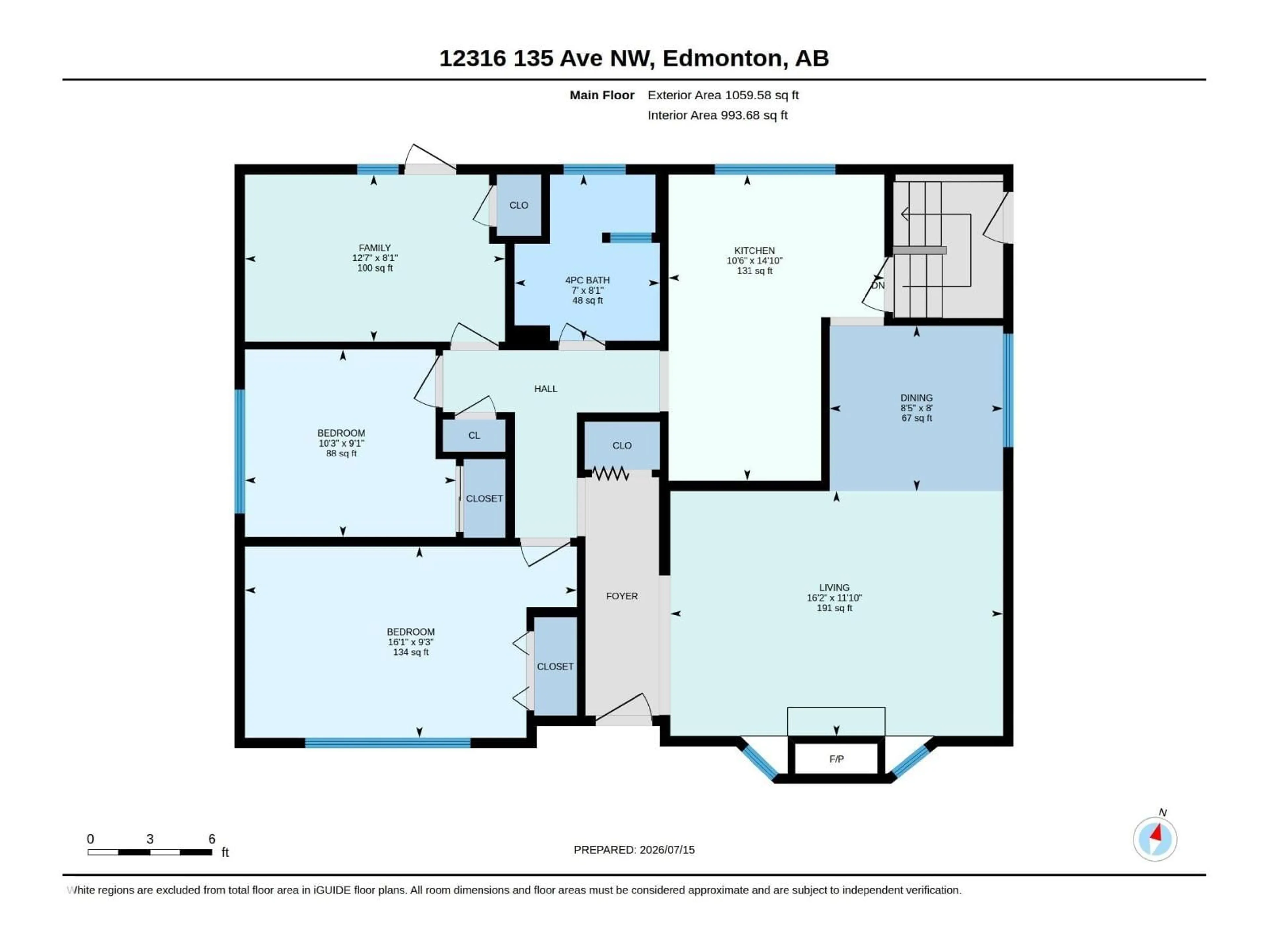 Floor plan for 12316 135 AV, Edmonton Alberta T5L3X2