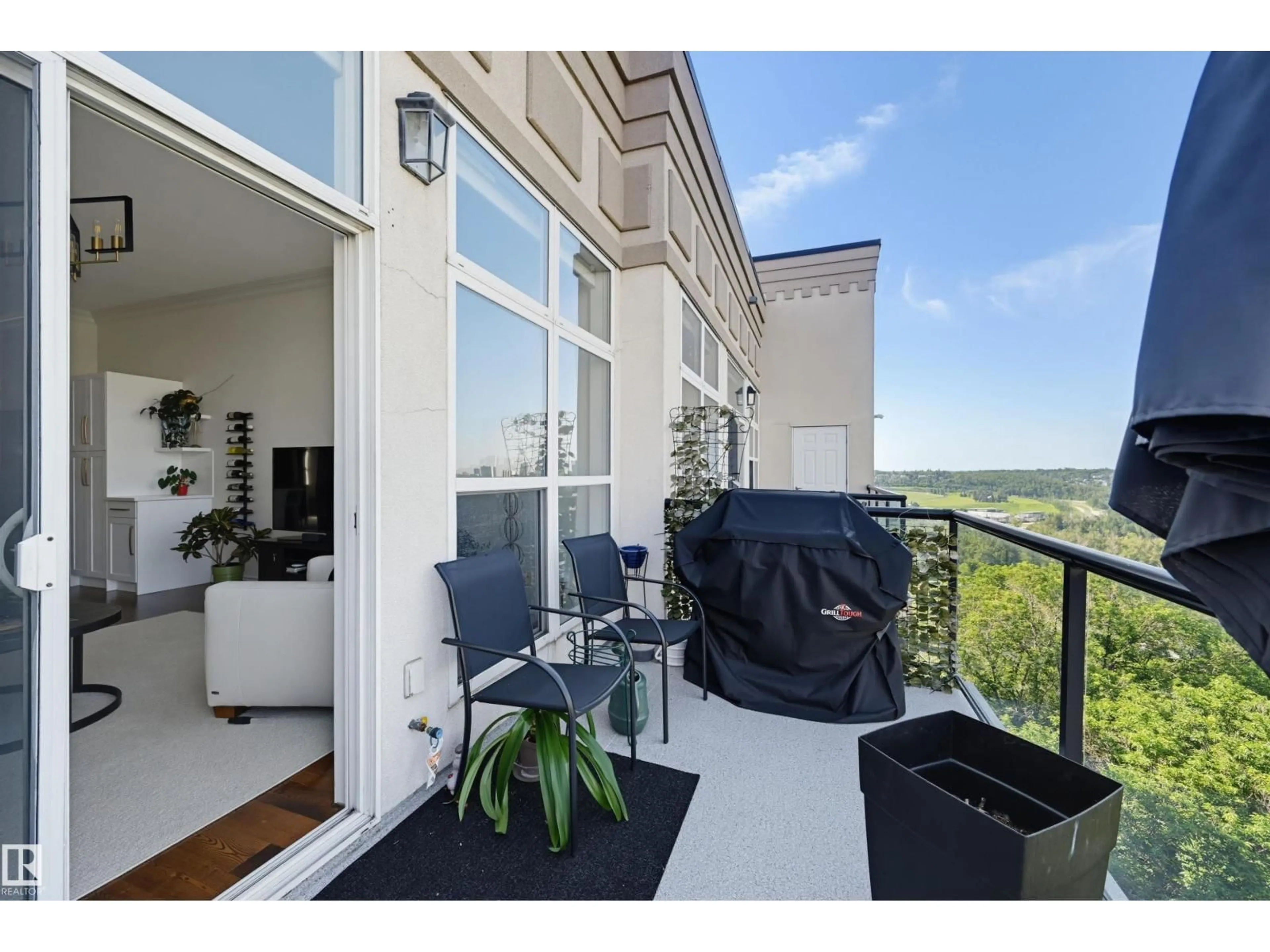 Balcony in the apartment, water/lake/river/ocean view for 511 9503 101 AV NW, Edmonton Alberta T5H4R1