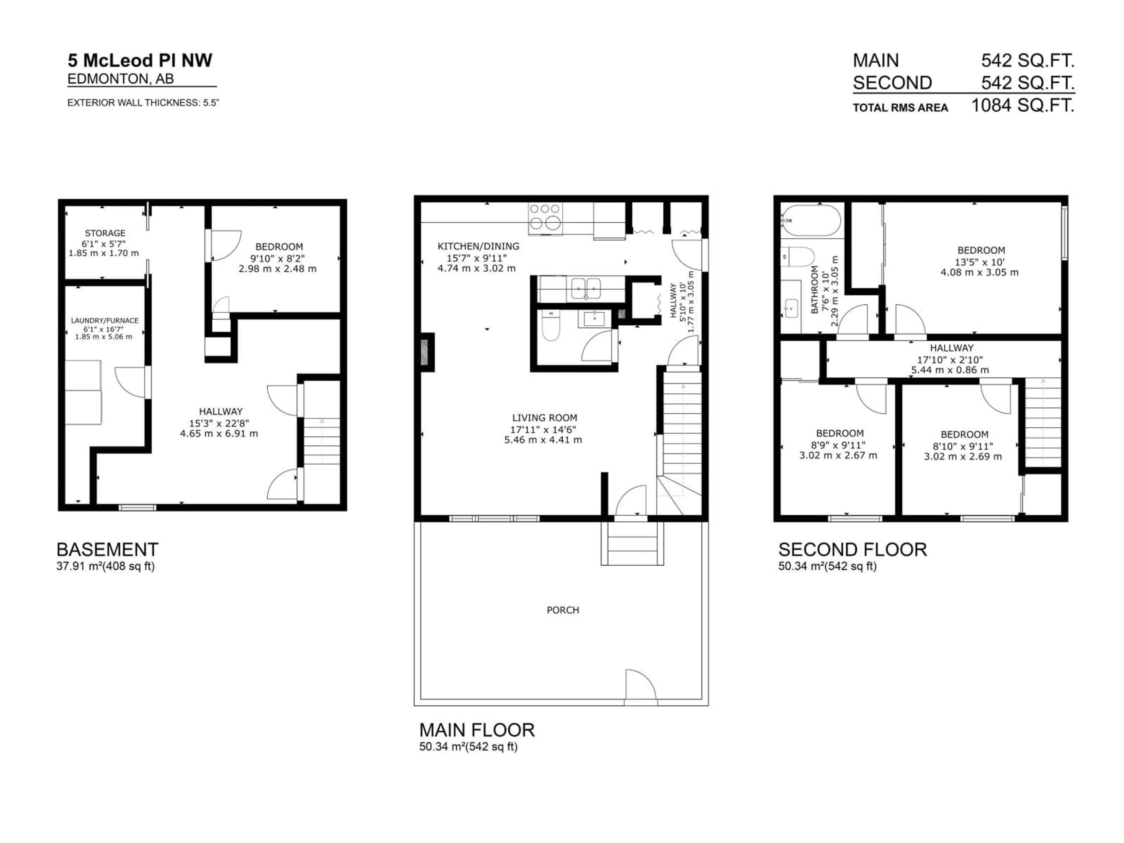 Floor plan for 5 MCLEOD PL, Edmonton Alberta T5A3A8