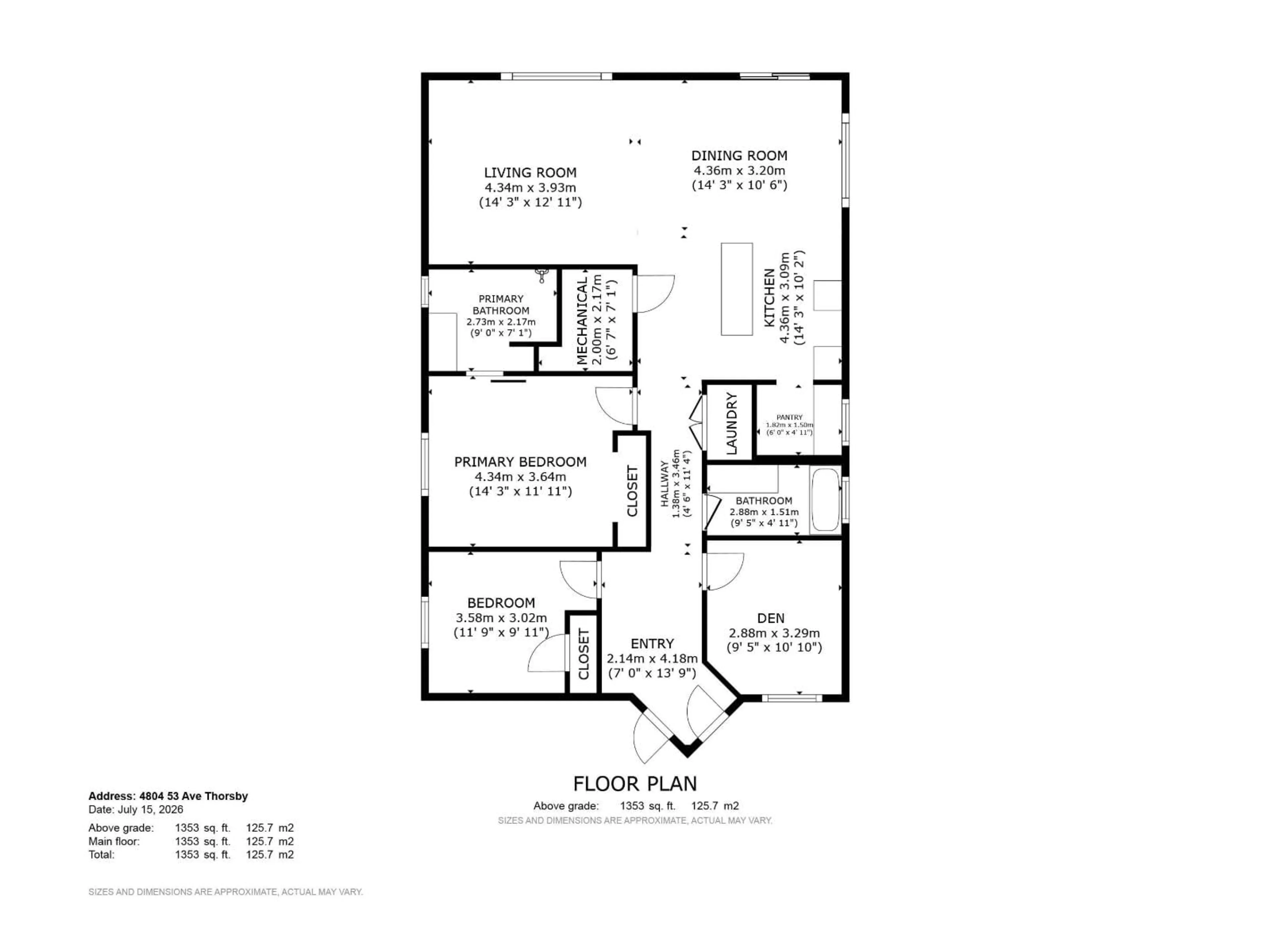 Floor plan for 4804 53 AV, Thorsby Alberta T0C2P0
