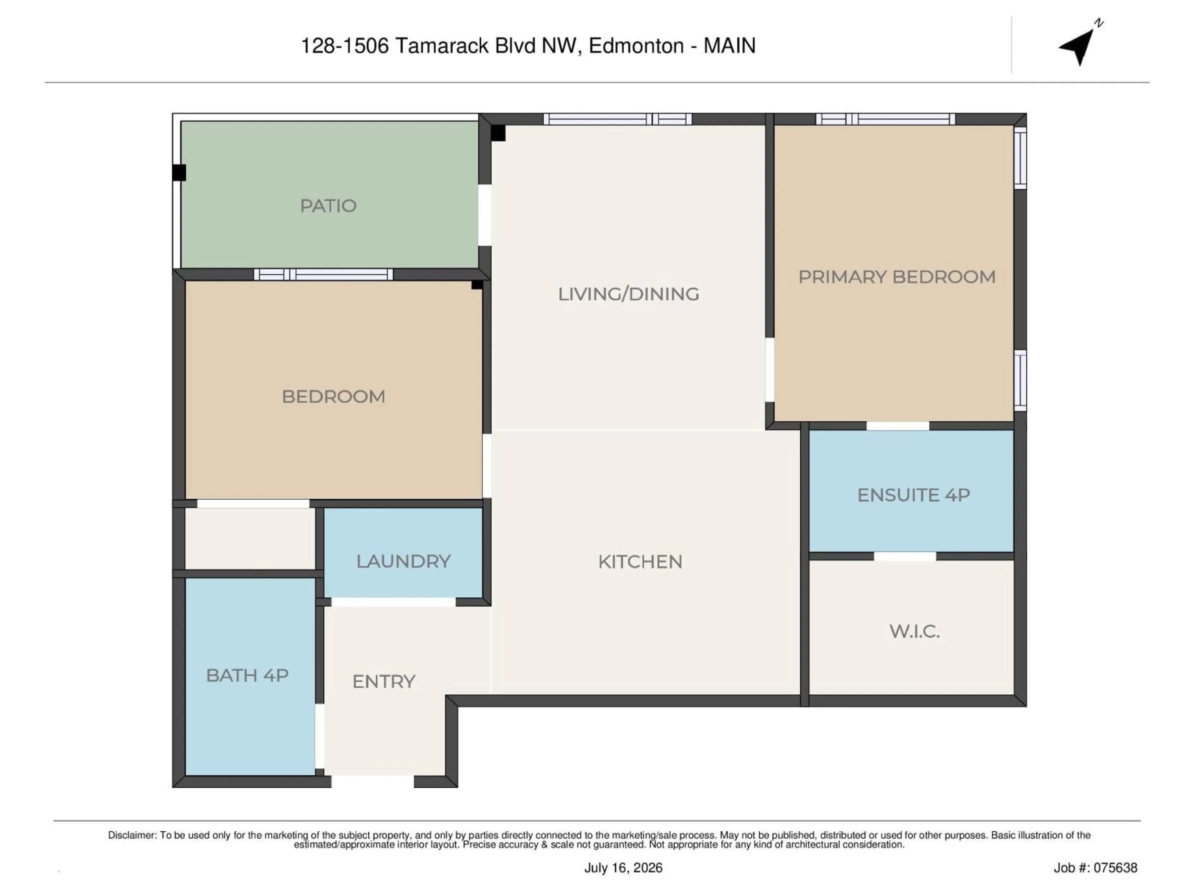 Floor plan for #128 - 1506 TAMARACK BV, Edmonton Alberta T6T2J5