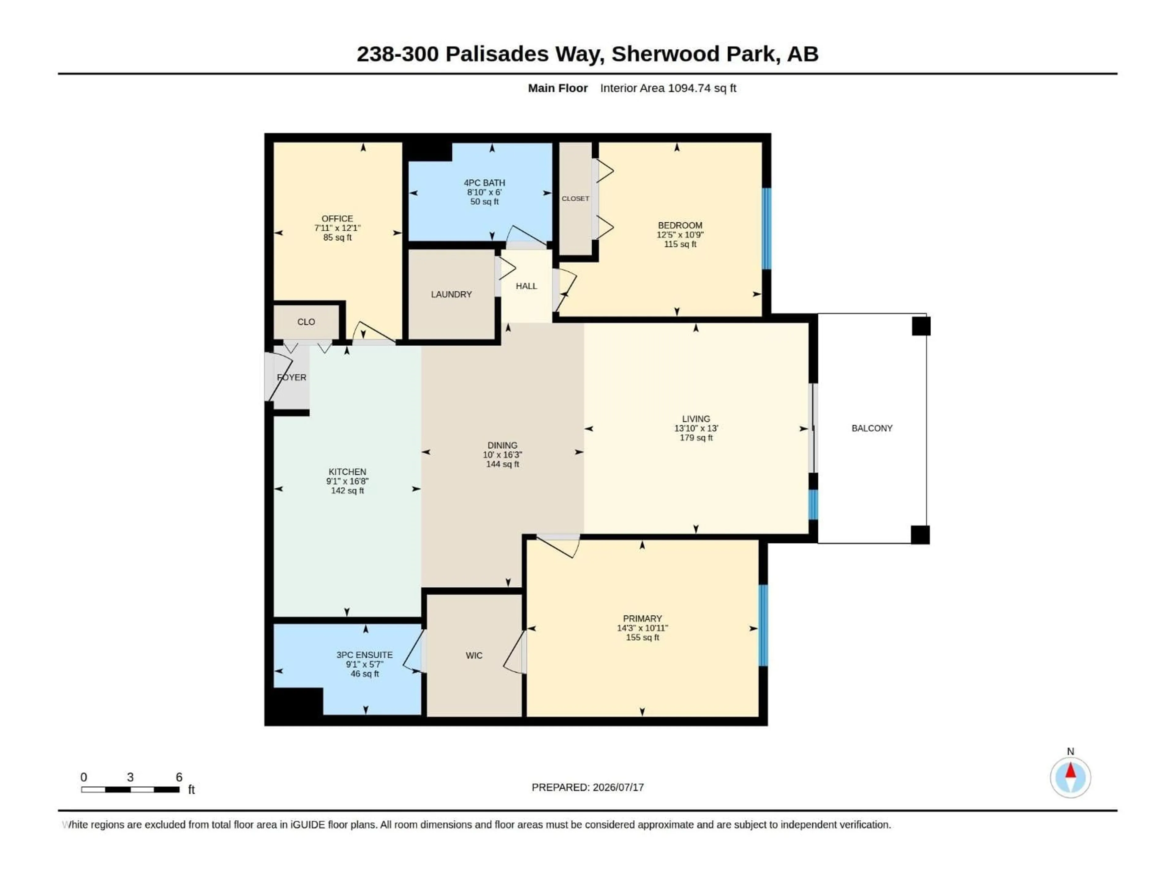 Floor plan for 300 - 238 PALISADES WY, Sherwood Park Alberta T8H2T9