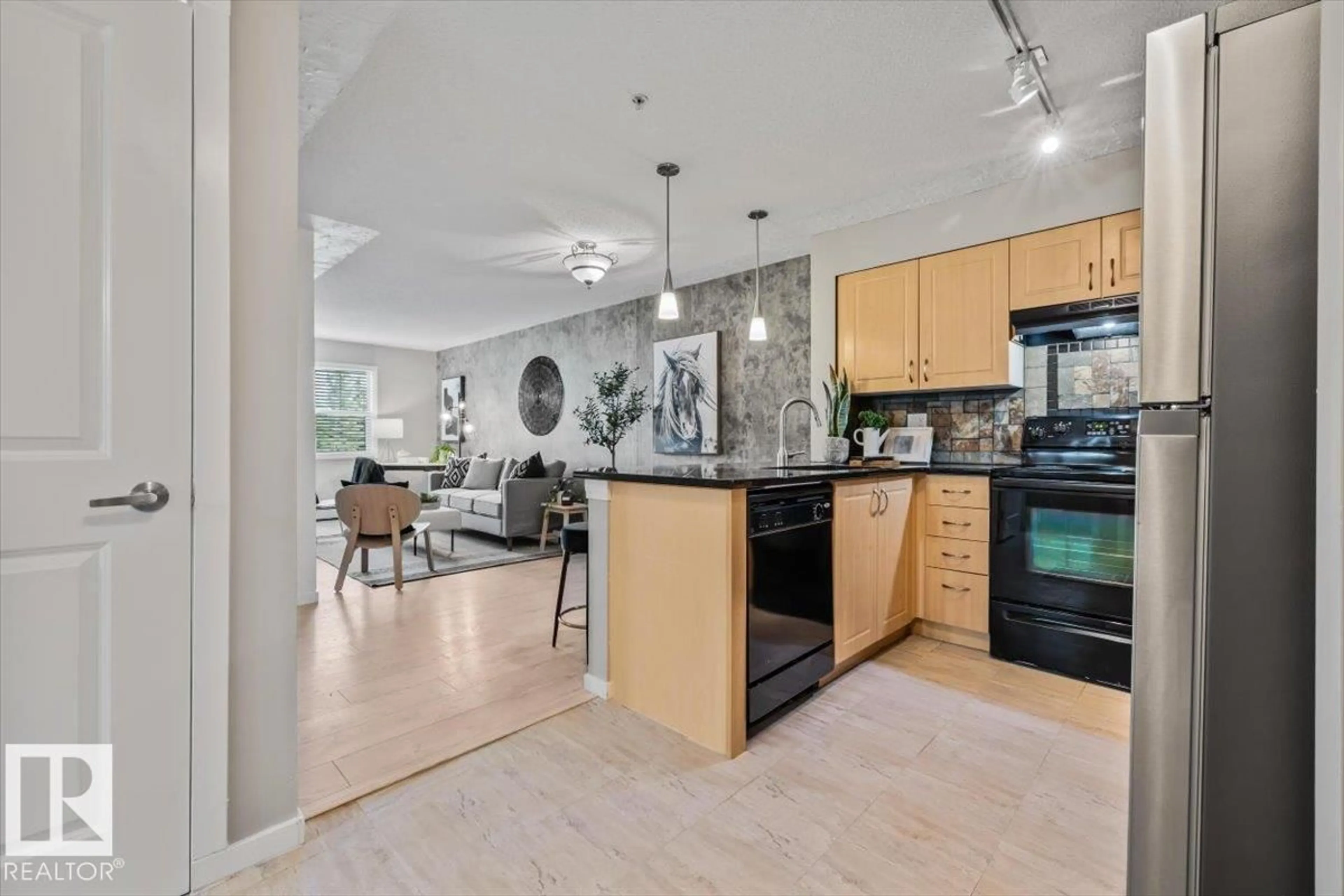 Open concept kitchen, ceramic/tile floor for #115 - 11453 ELLERSLIE RD, Edmonton Alberta T6W1T3