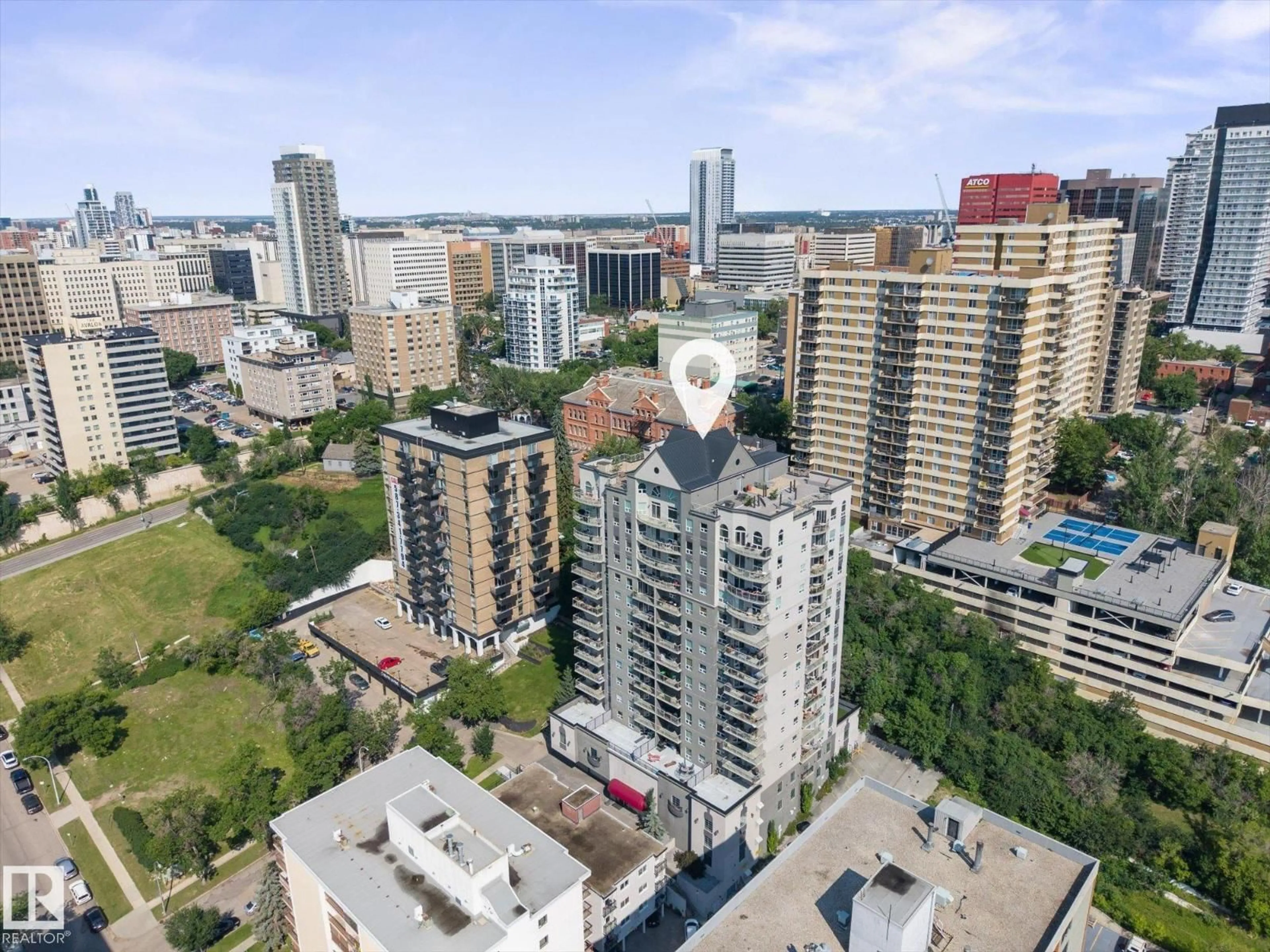 A pic from outside/outdoor area/front of a property/back of a property/a pic from drone, city buildings view from balcony for 707 - 9819 104 ST, Edmonton Alberta T5K0Y8