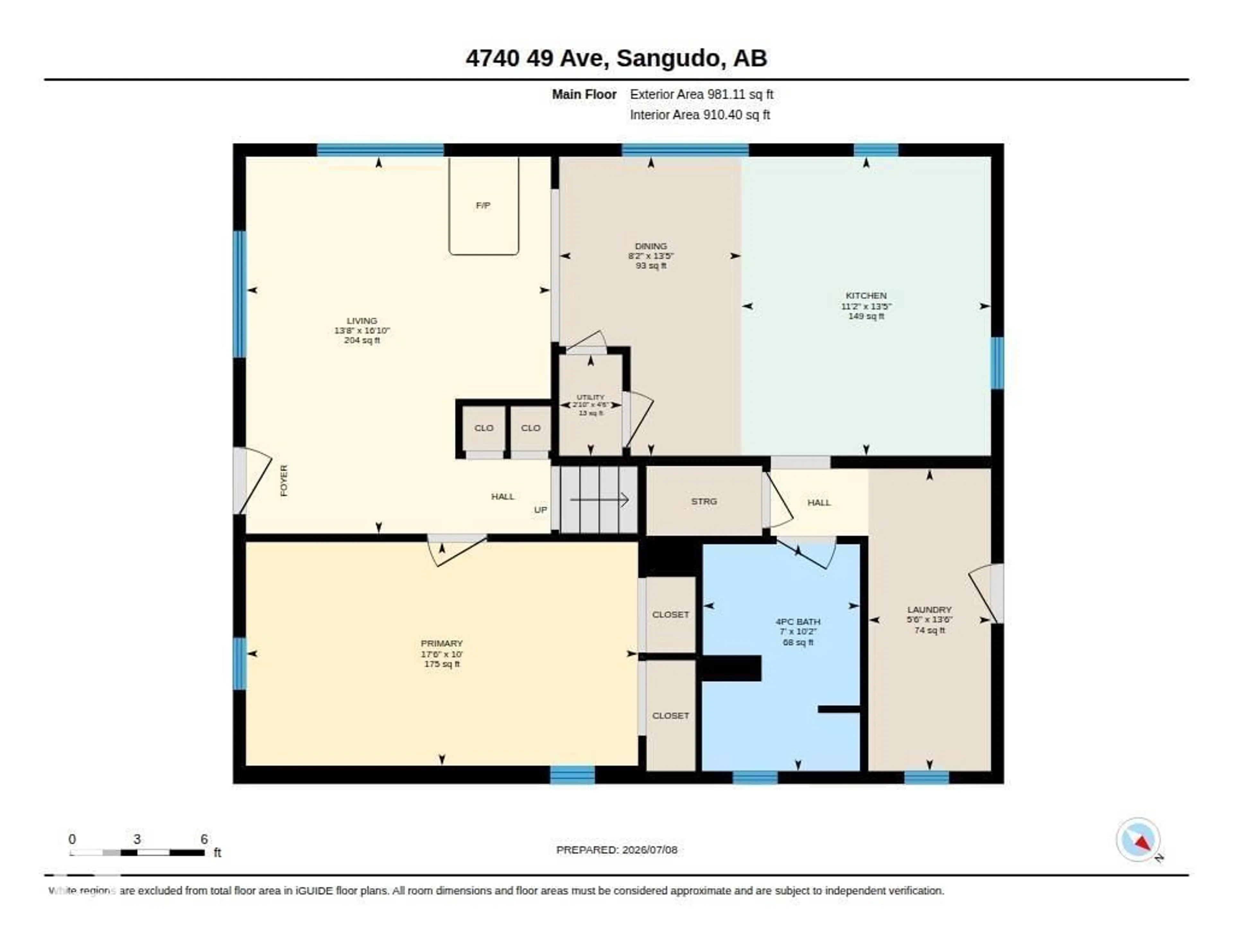 Floor plan for 4740 49 AV, Sangudo Alberta T0E2A0