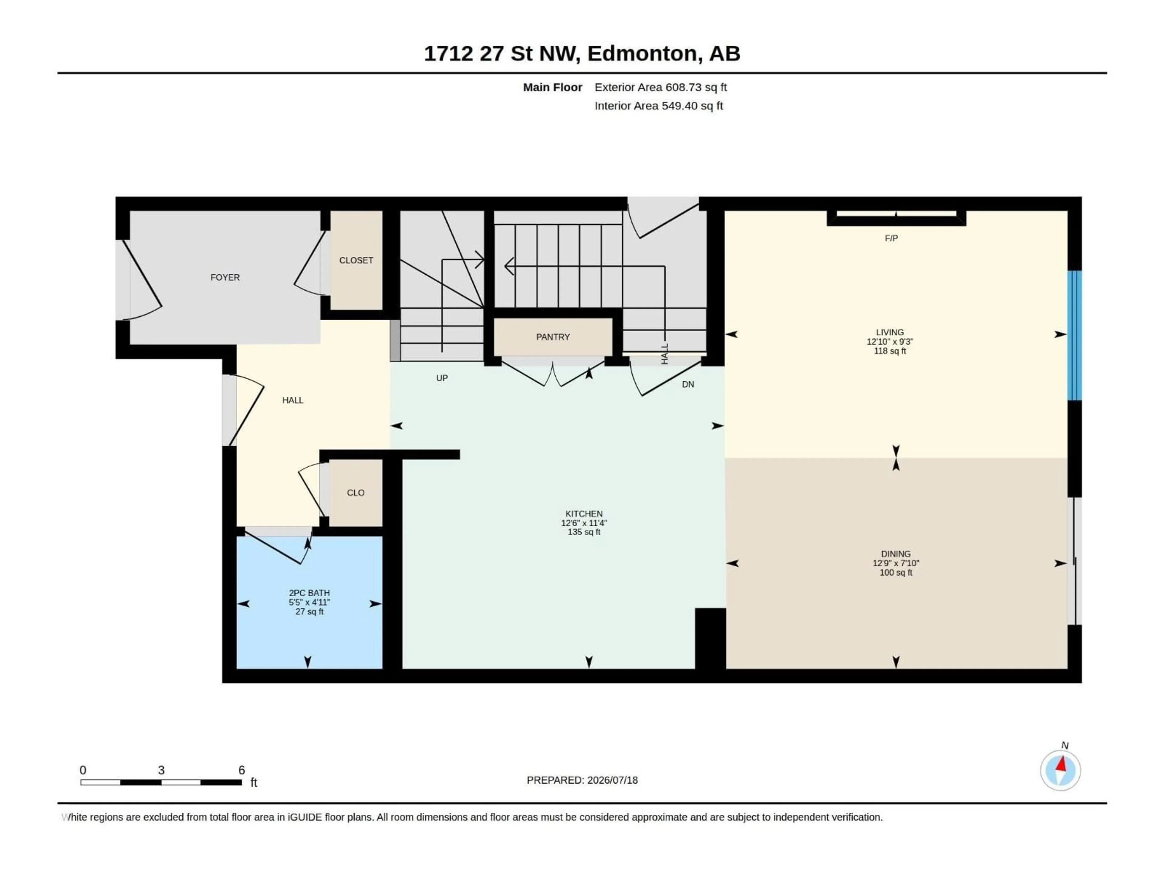 Floor plan for 1712 27 ST, Edmonton Alberta T6T2G6