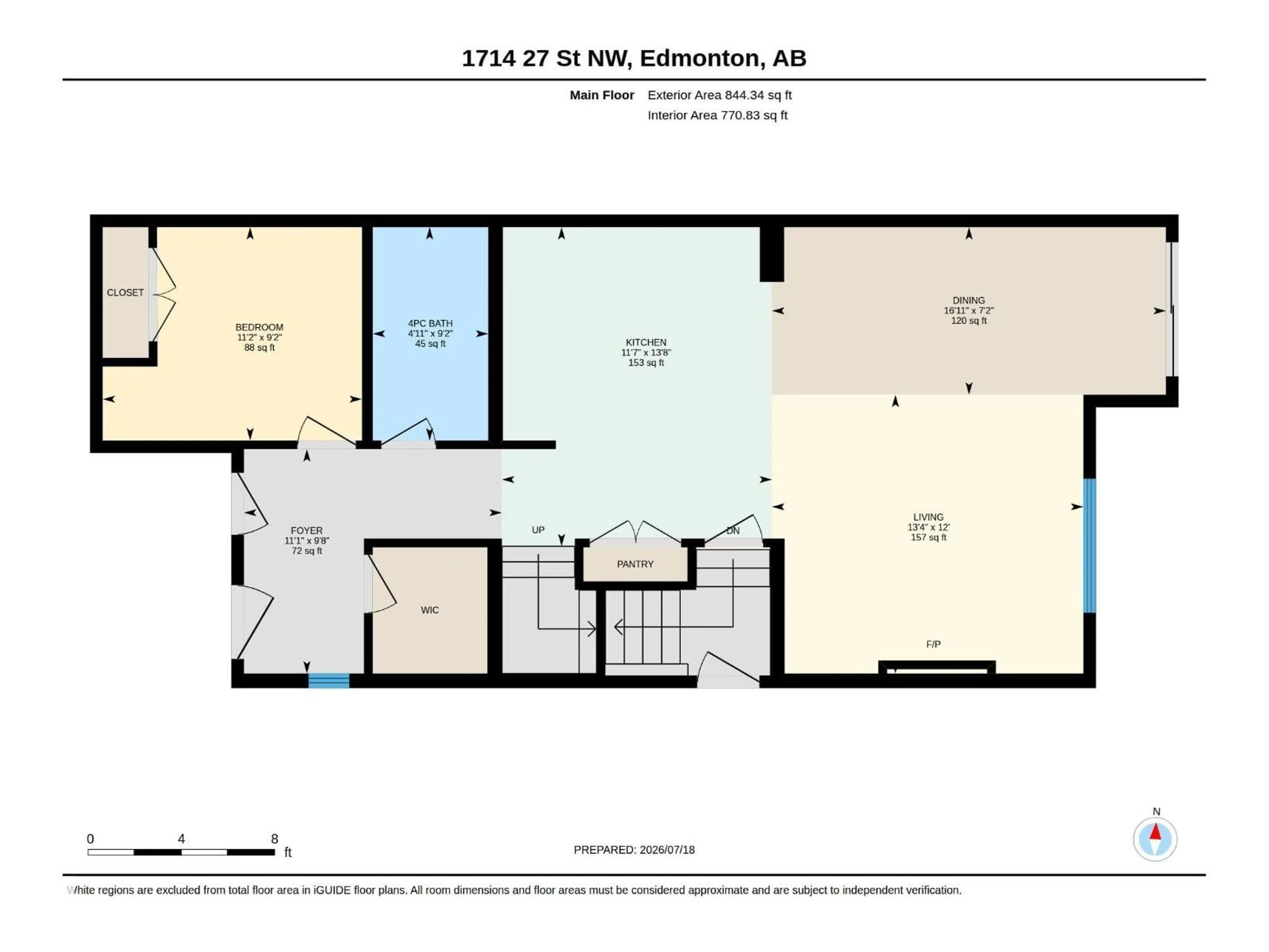 Floor plan for 1714 27 ST, Edmonton Alberta T6T2G6